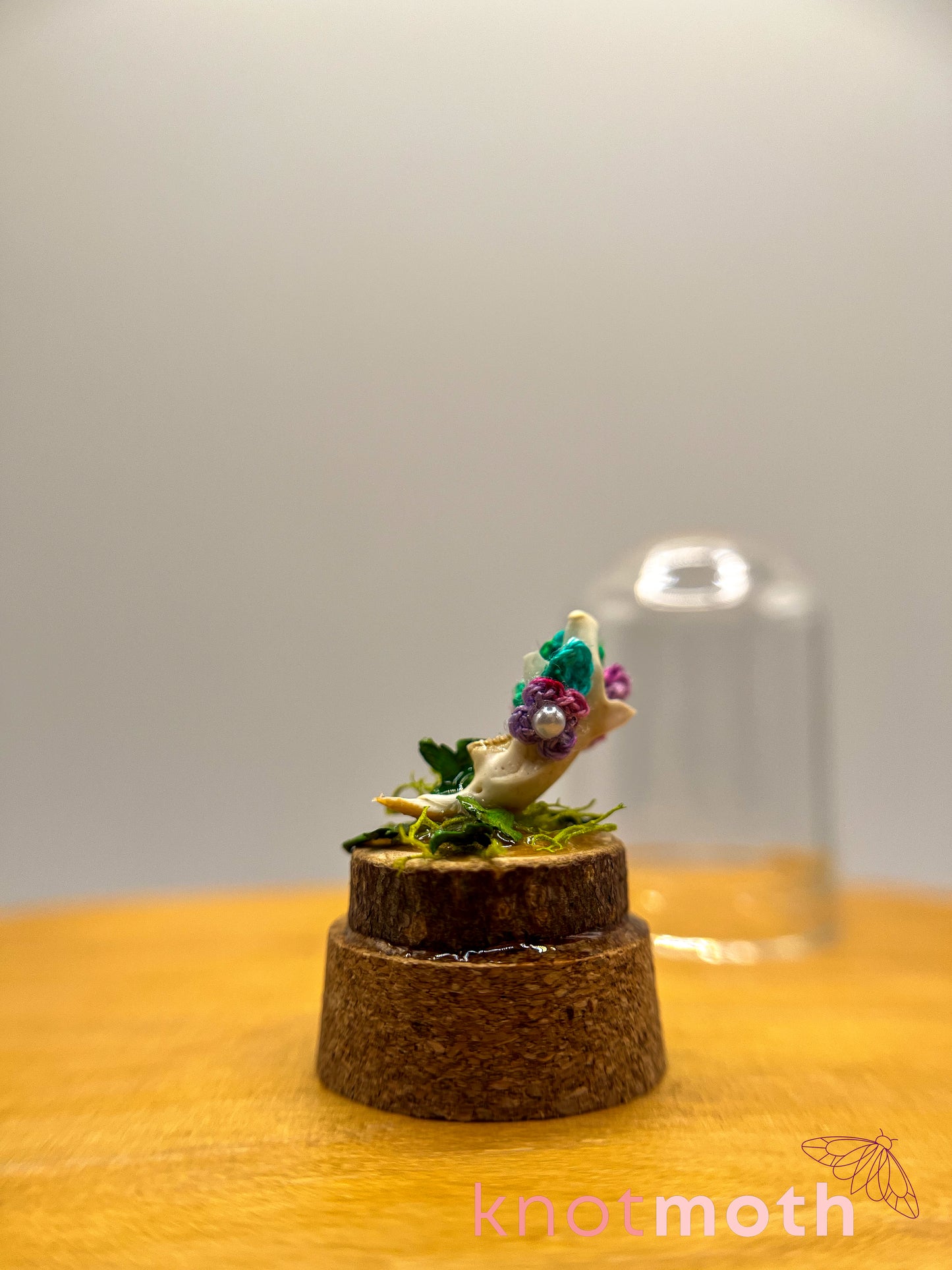 violets & jawbone micro crochet cloche jar