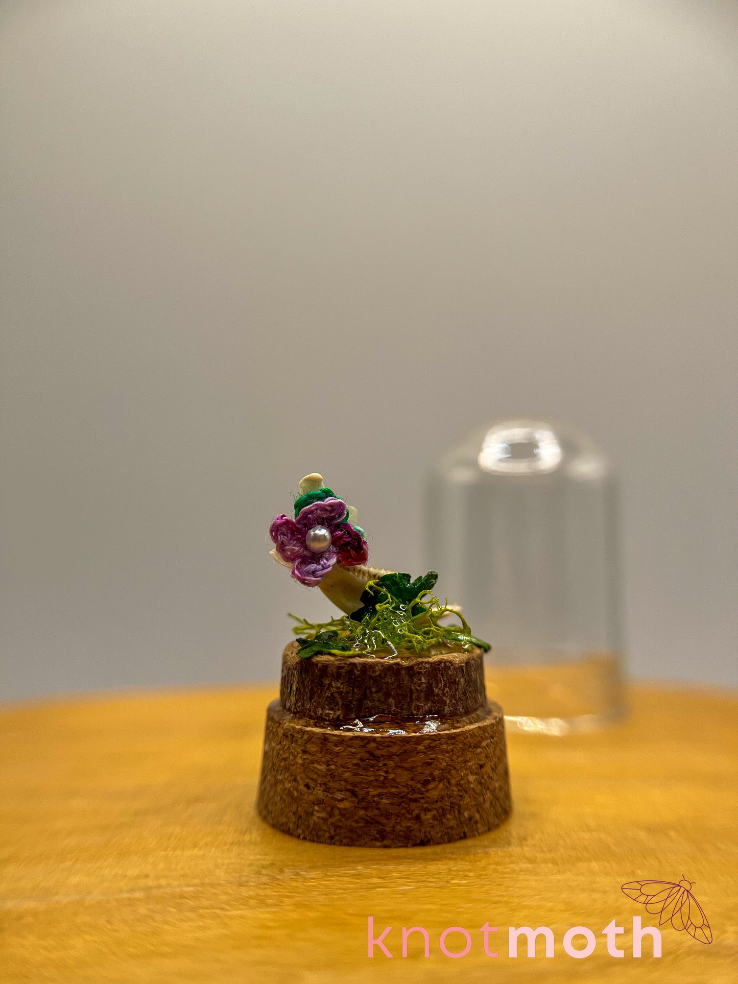 violets & jawbone micro crochet cloche jar
