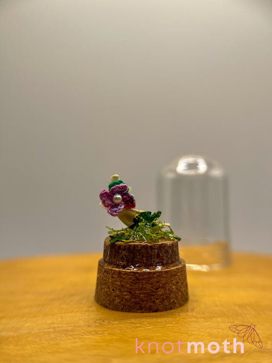 violets & jawbone micro crochet cloche jar