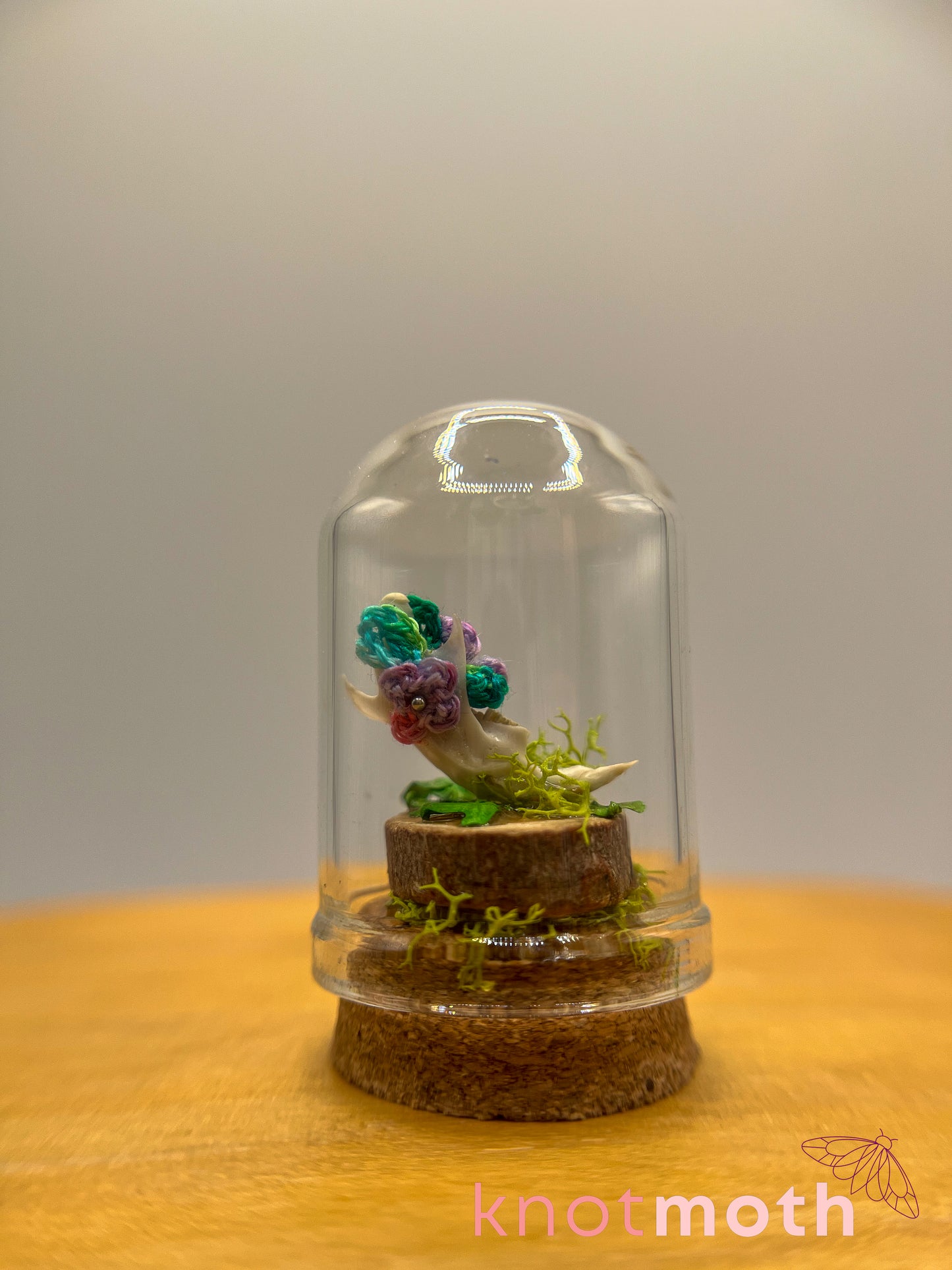 violets & jawbone micro crochet cloche jar