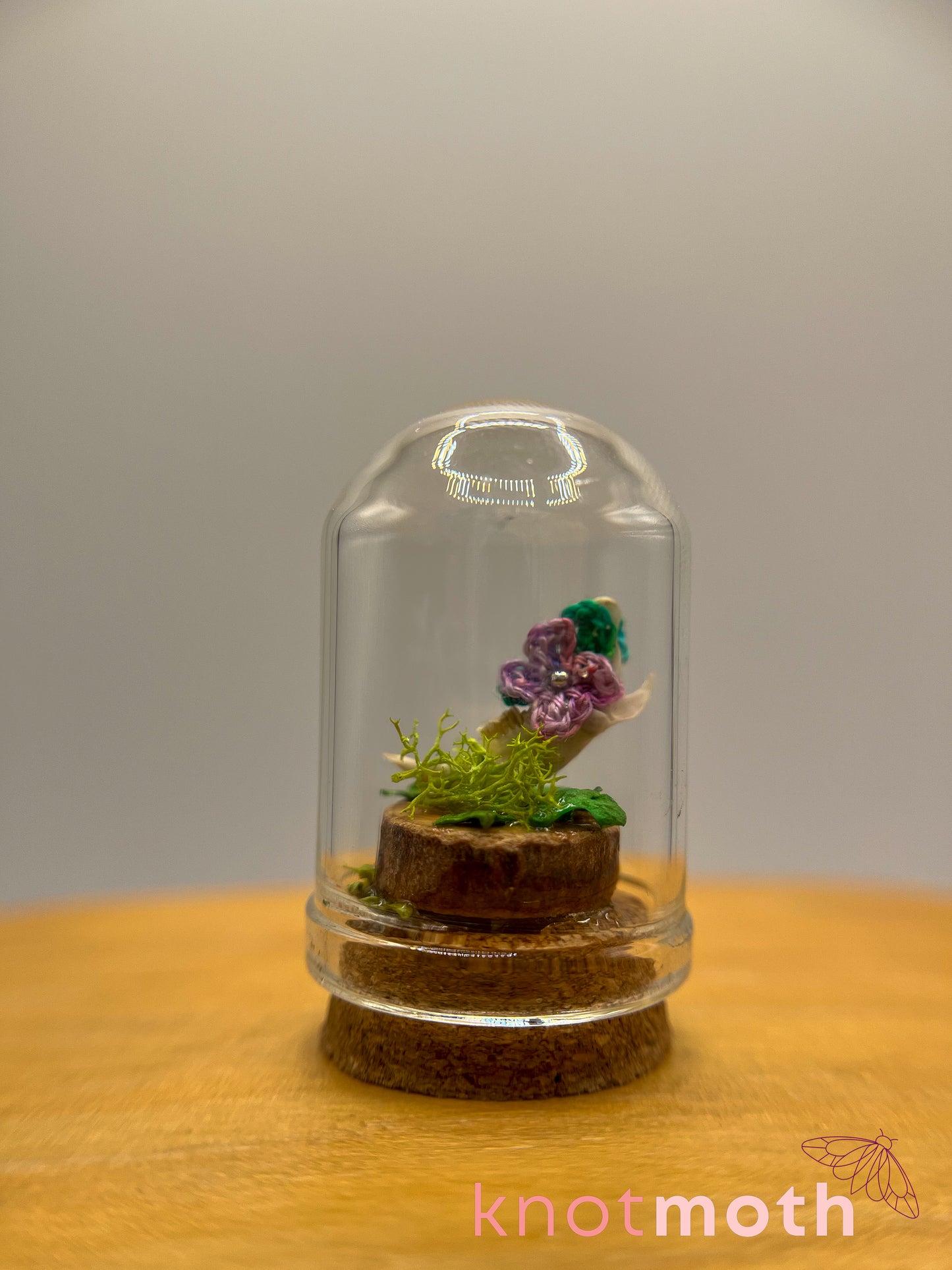 violets & jawbone micro crochet cloche jar