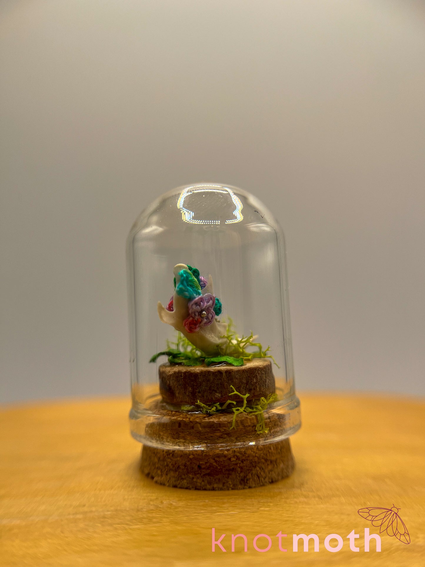 violets & jawbone micro crochet cloche jar