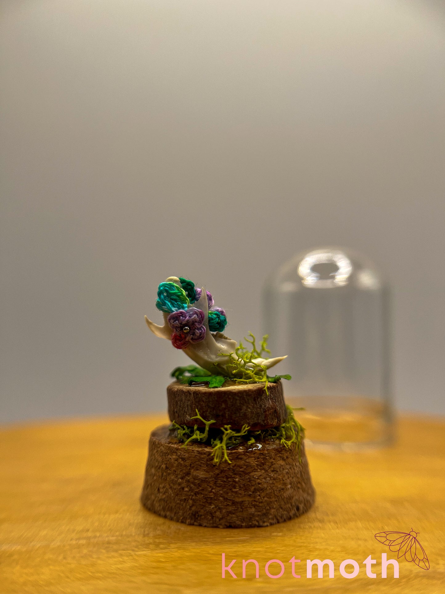 violets & jawbone micro crochet cloche jar