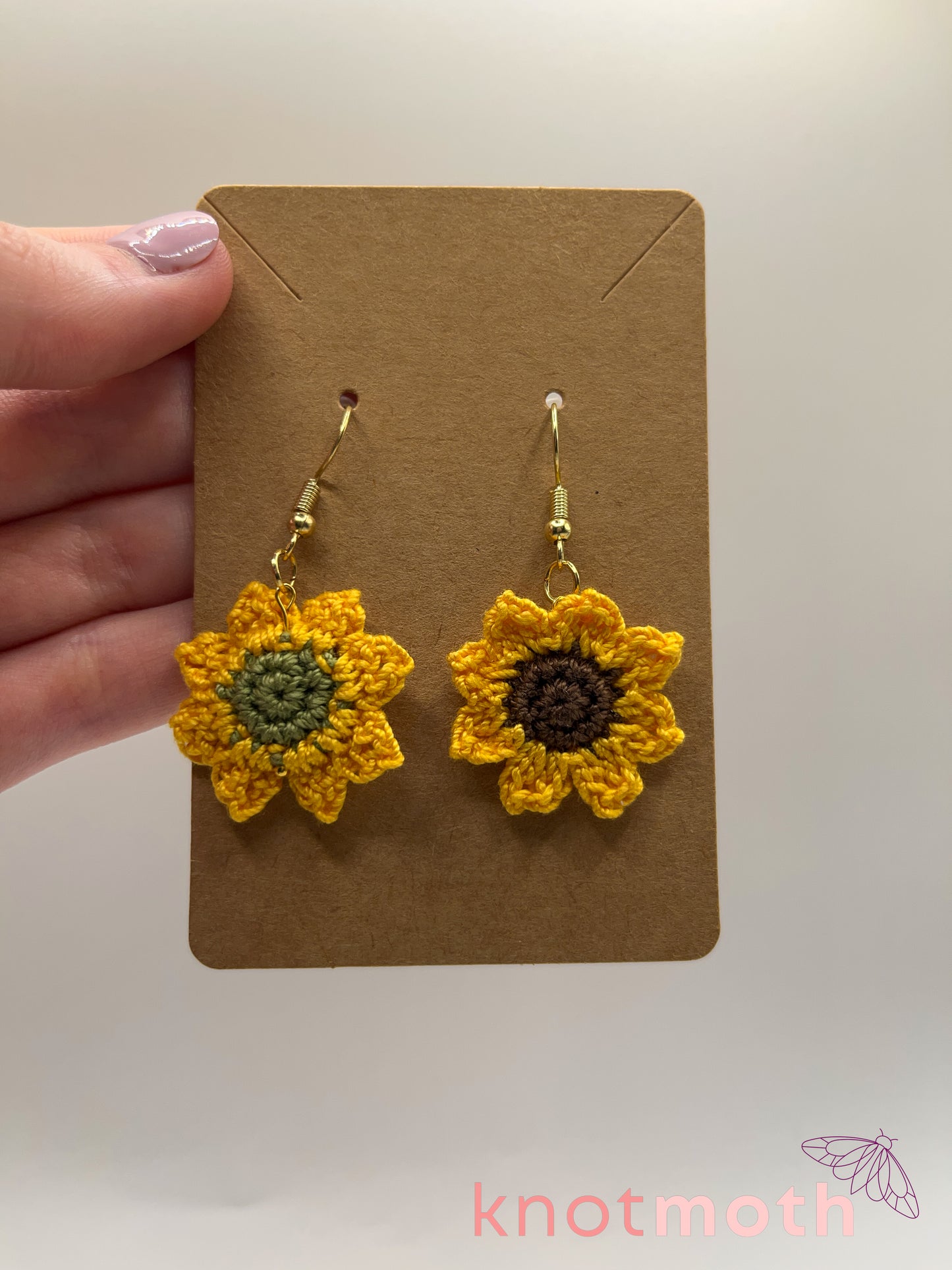 sunflower micro crochet earrings