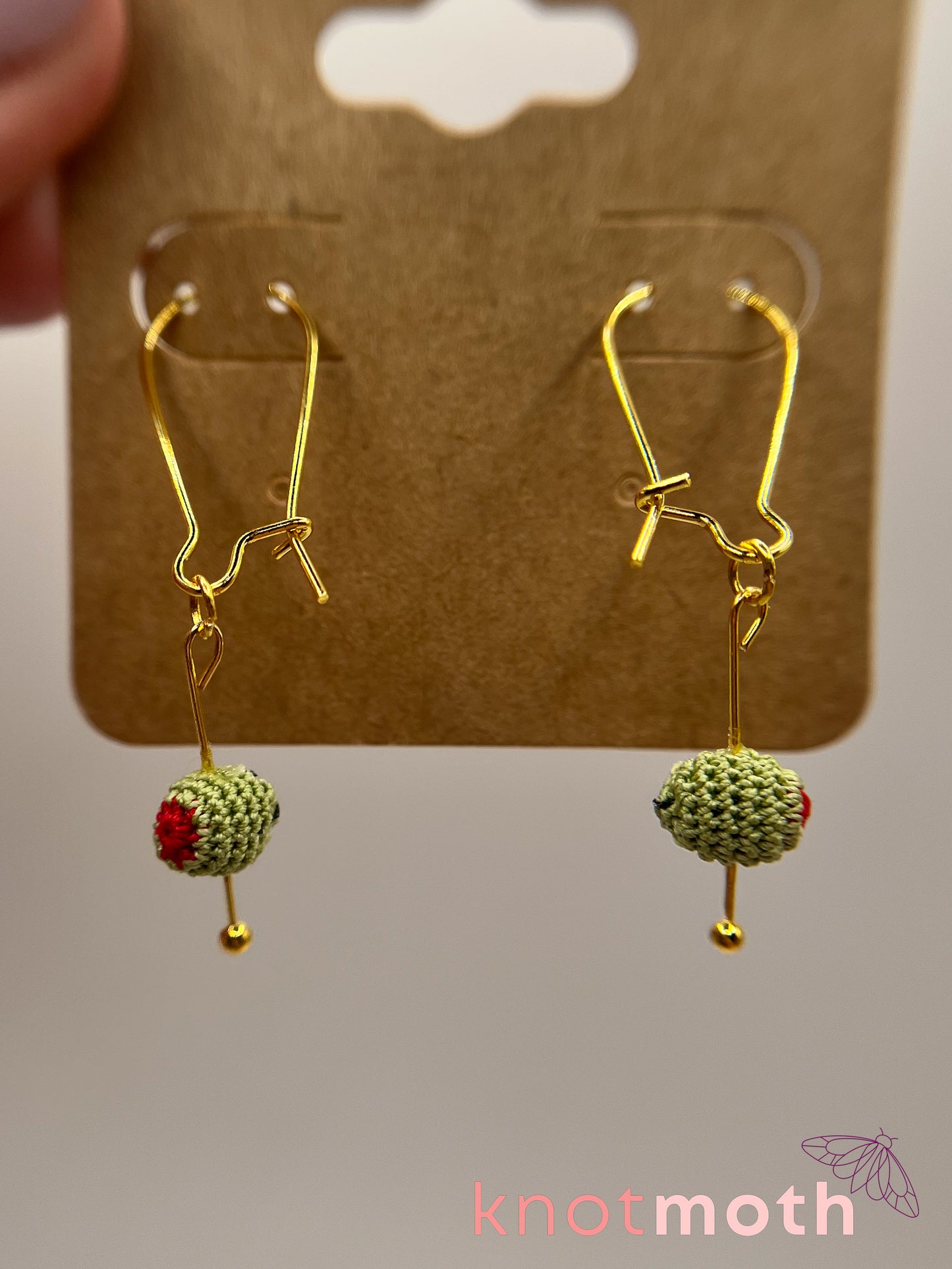 olives micro crochet earrings