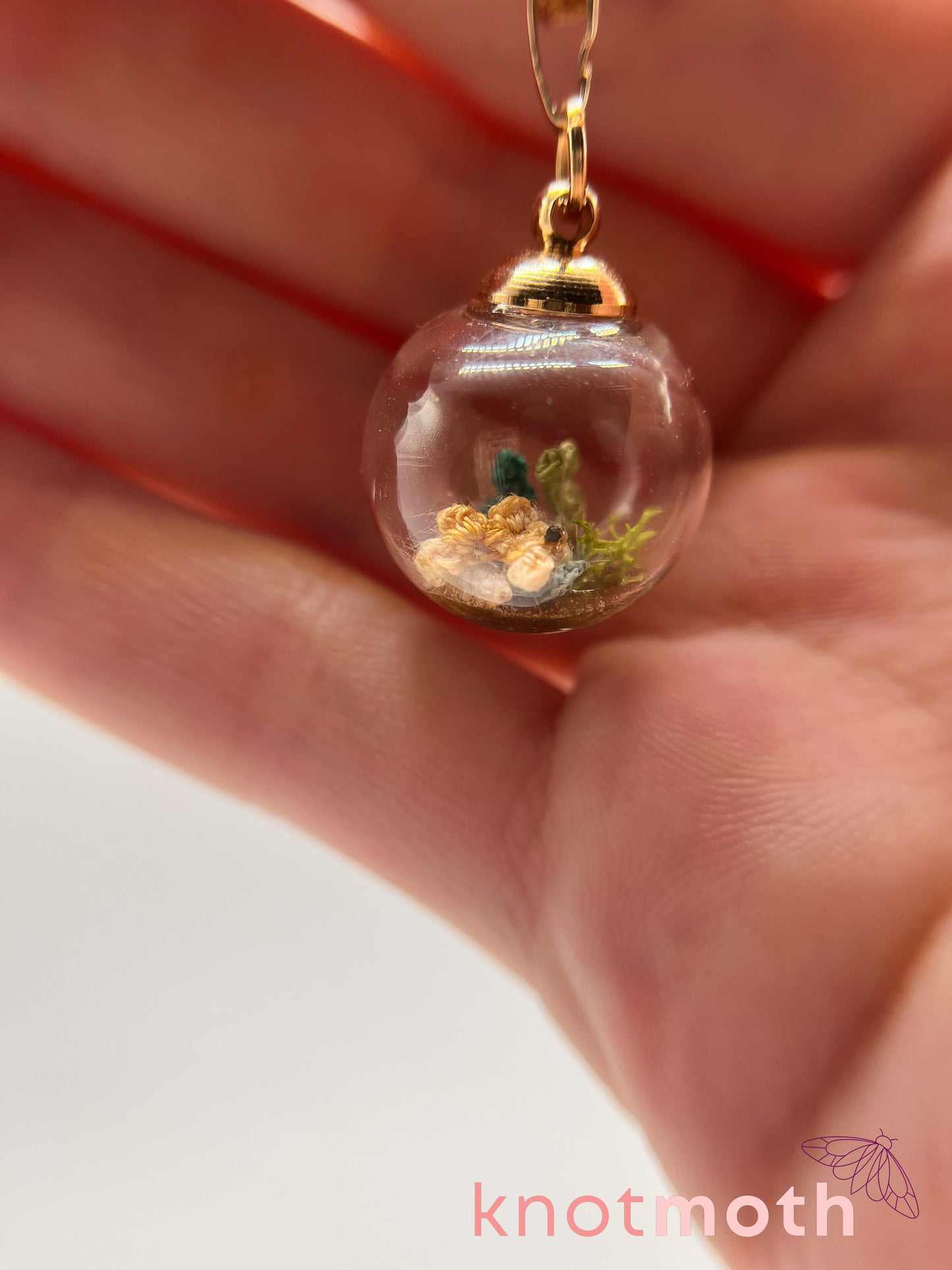 gumb goldfish bowl micro crochet necklace