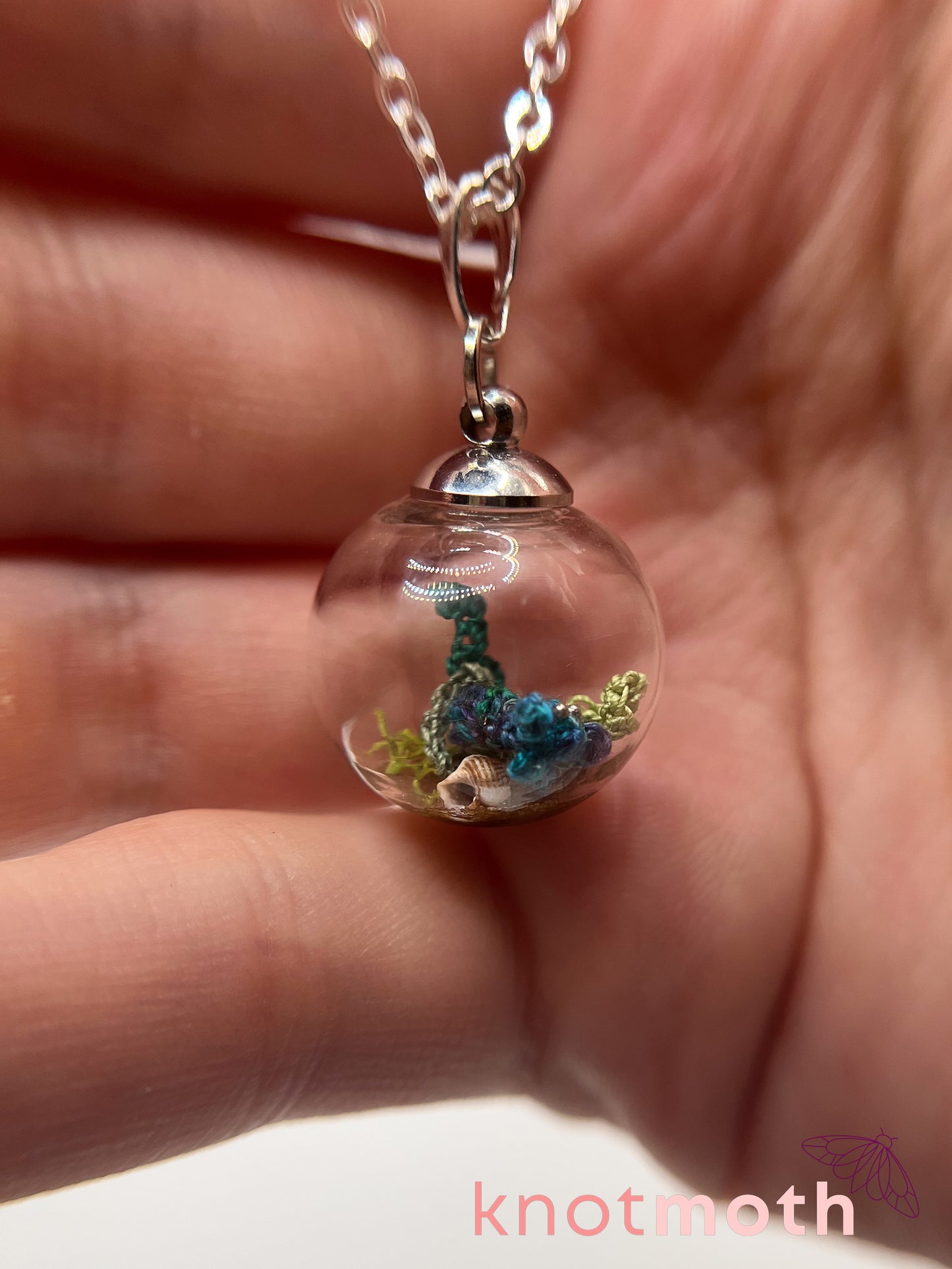 benny beta fish micro crochet globe necklace