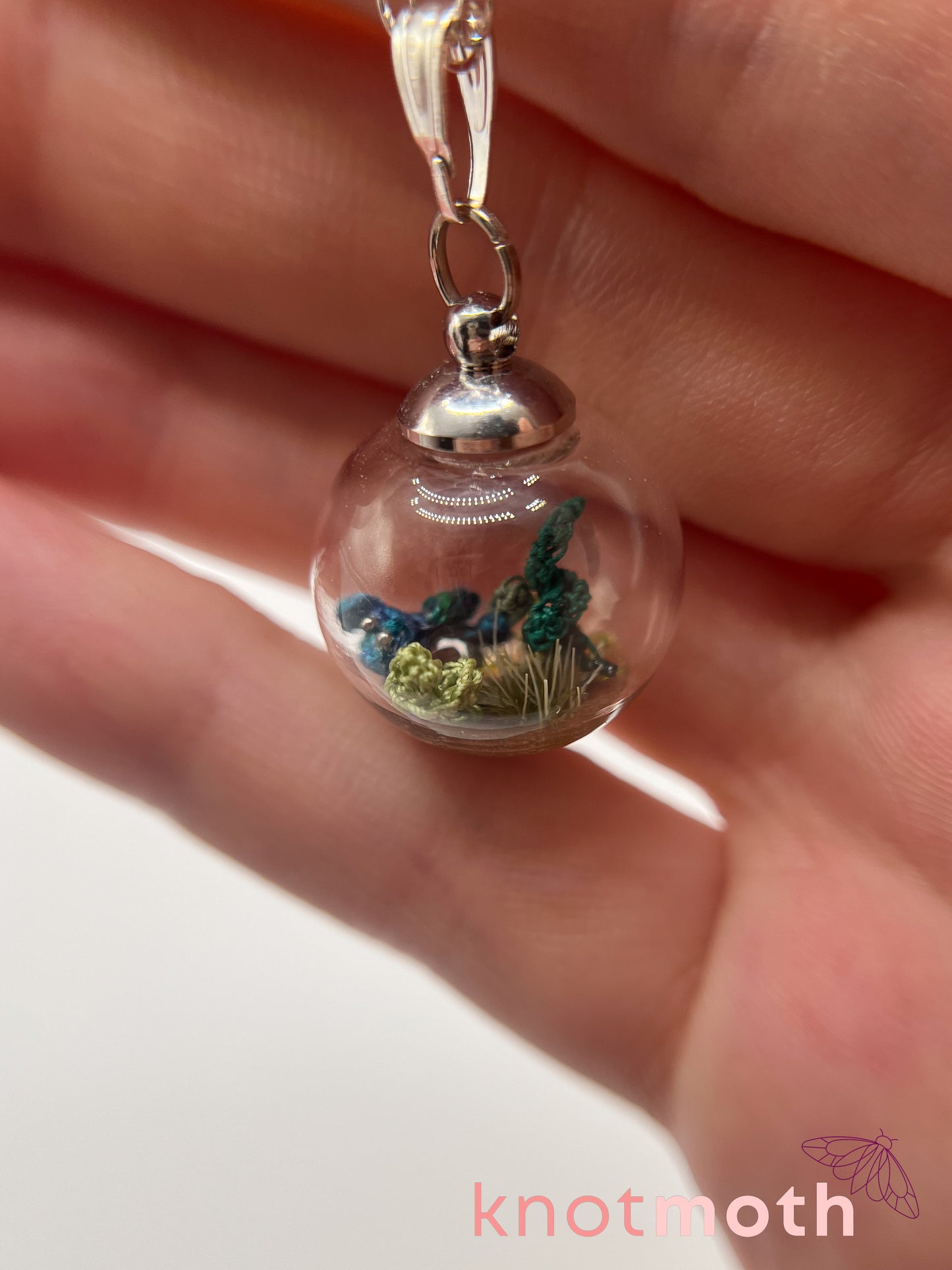 benny beta fish micro crochet globe necklace