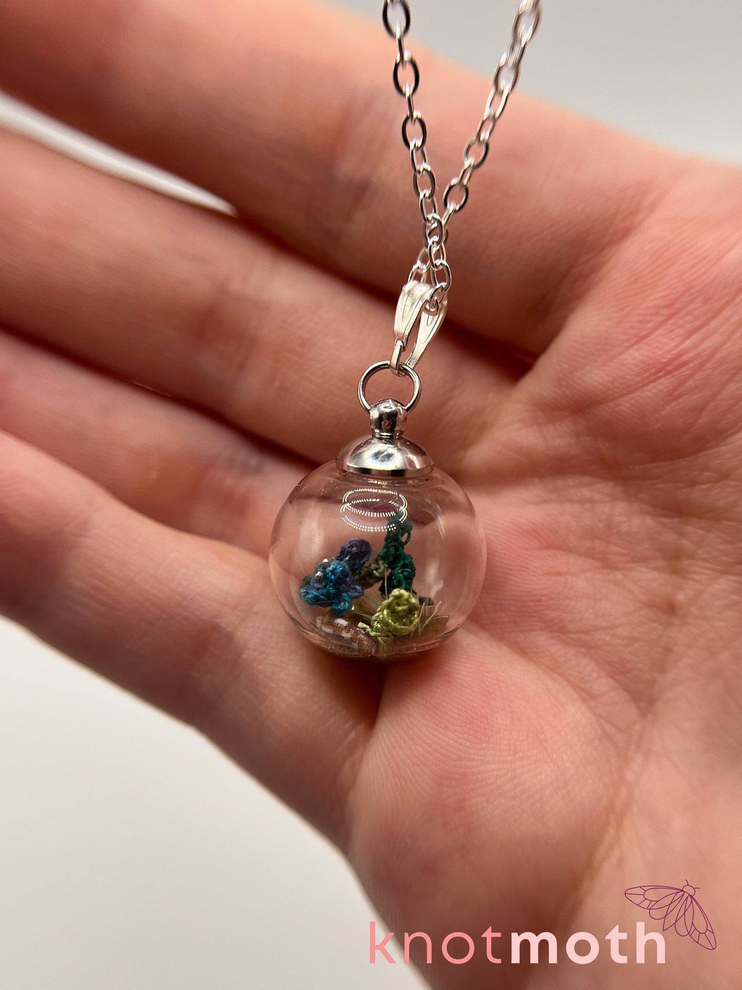 benny beta fish micro crochet globe necklace