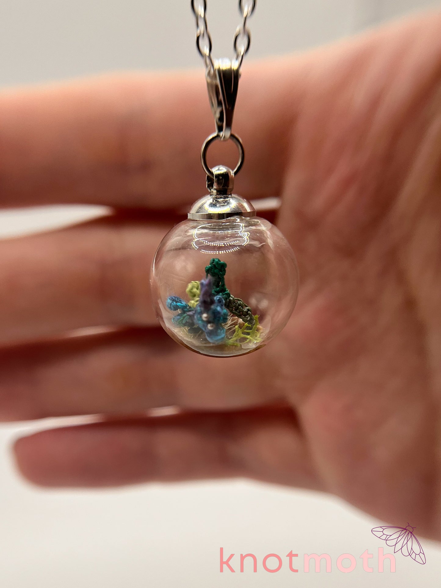 benny beta fish micro crochet globe necklace