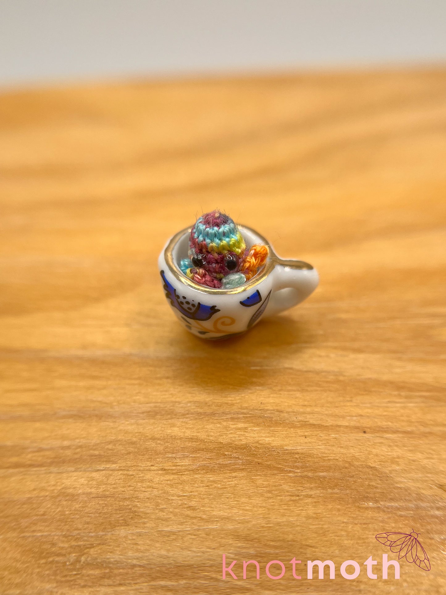 omega octopus micro crochet teacup trinket