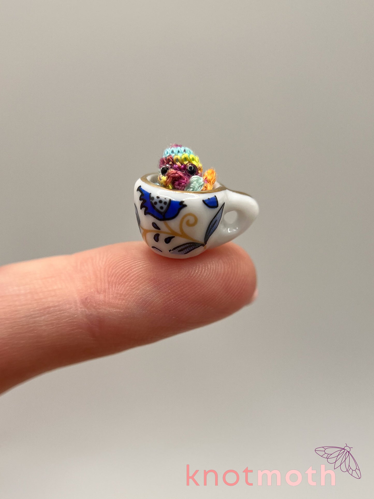 omega octopus micro crochet teacup trinket