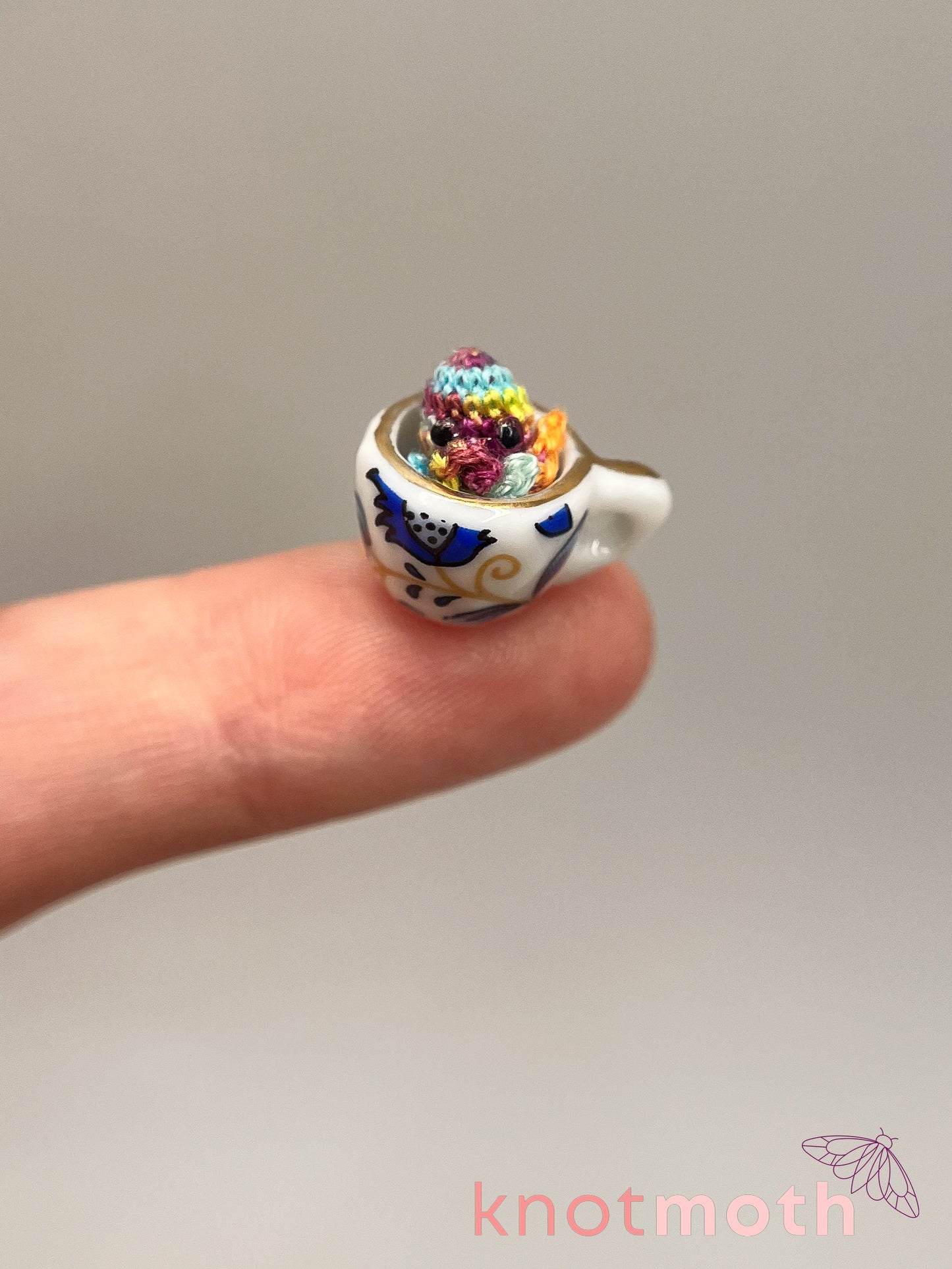 omega octopus micro crochet teacup trinket