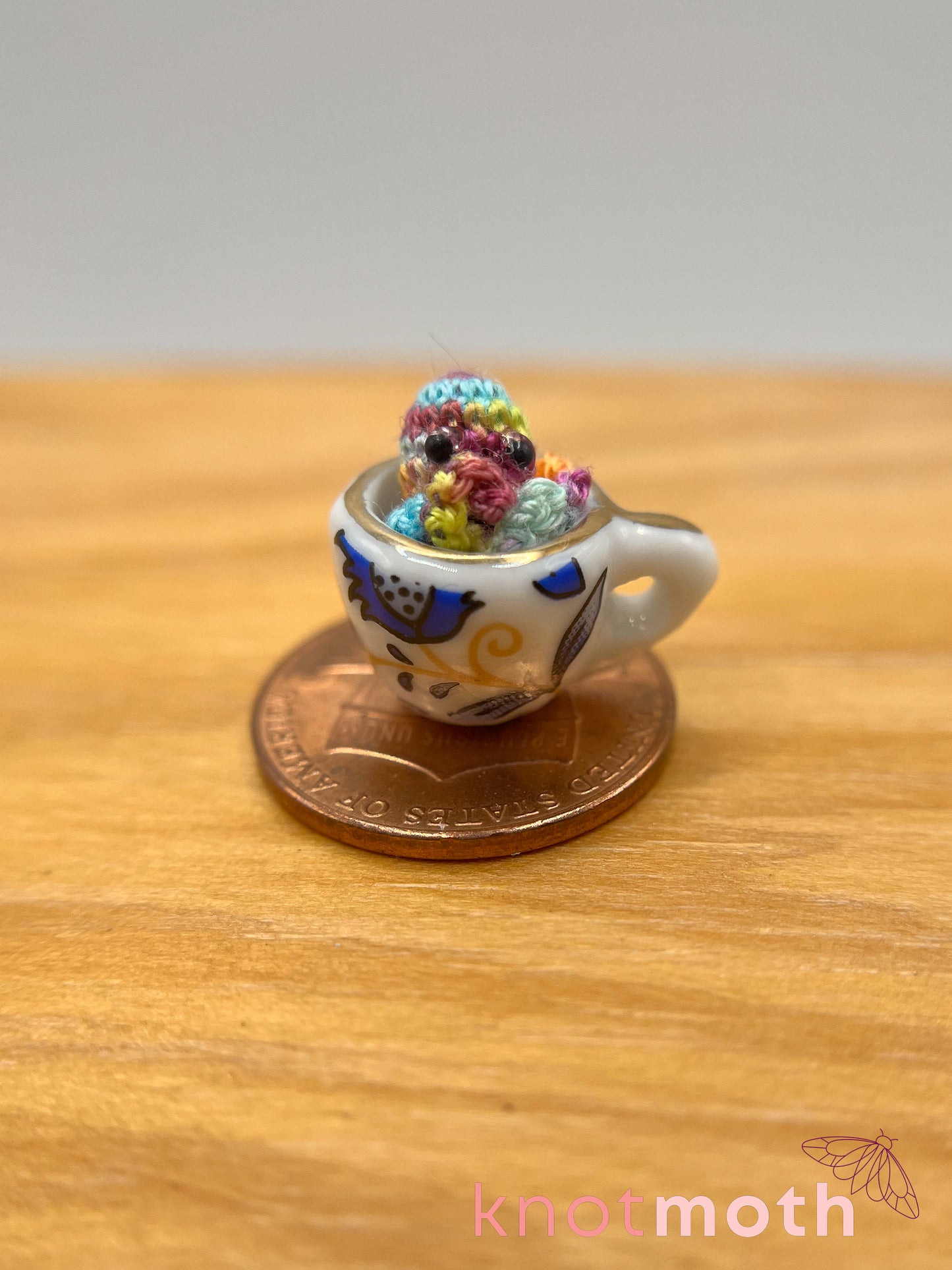 omega octopus micro crochet teacup trinket