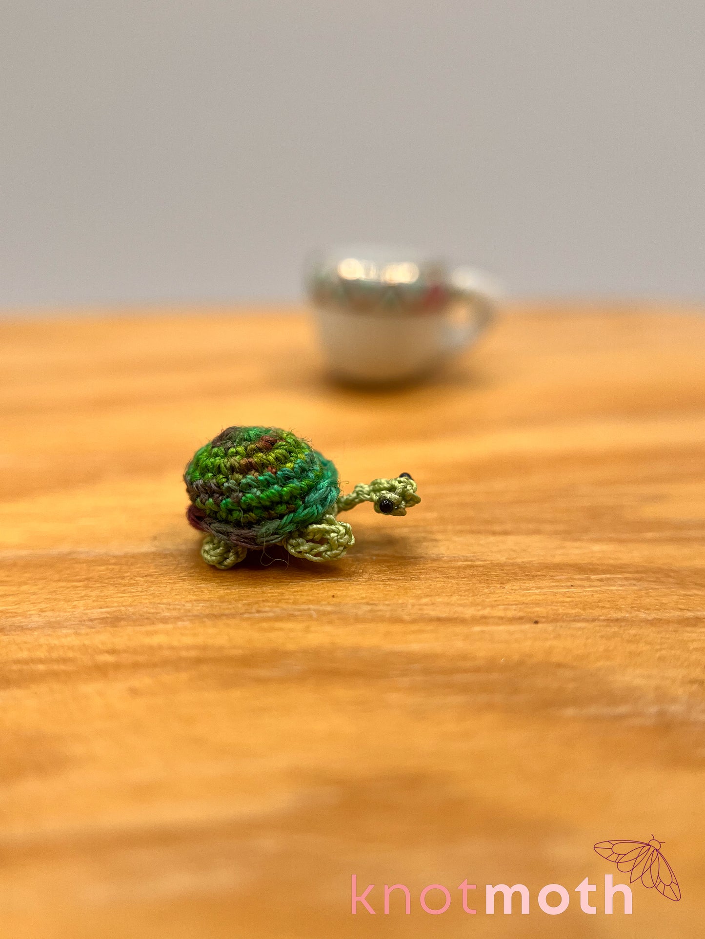 tree turtle micro crochet teacup trinket