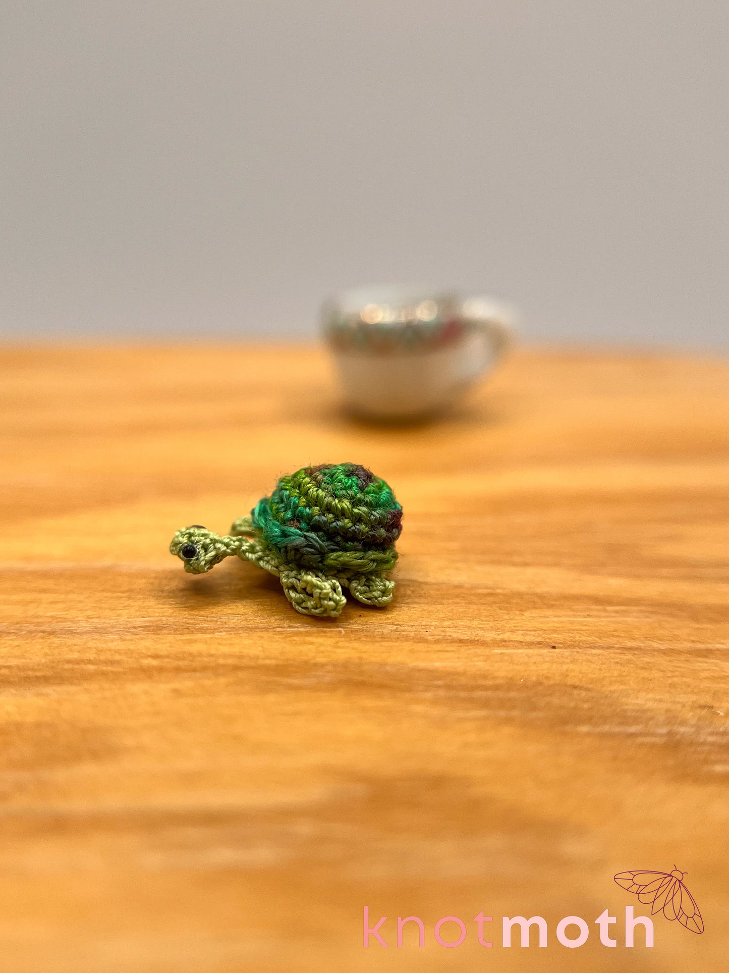 tree turtle micro crochet teacup trinket