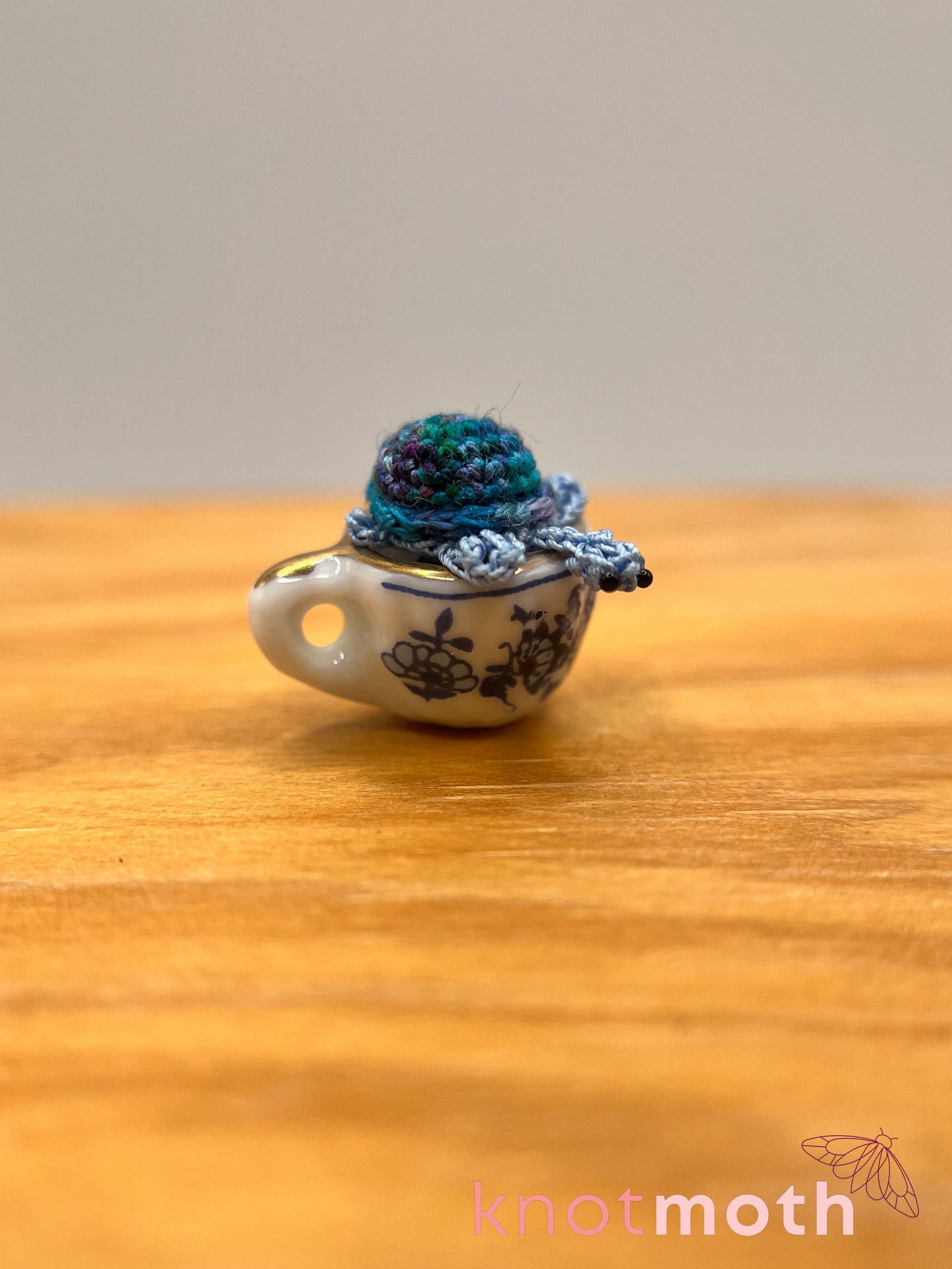 thorn turtle micro crochet teacup trinket