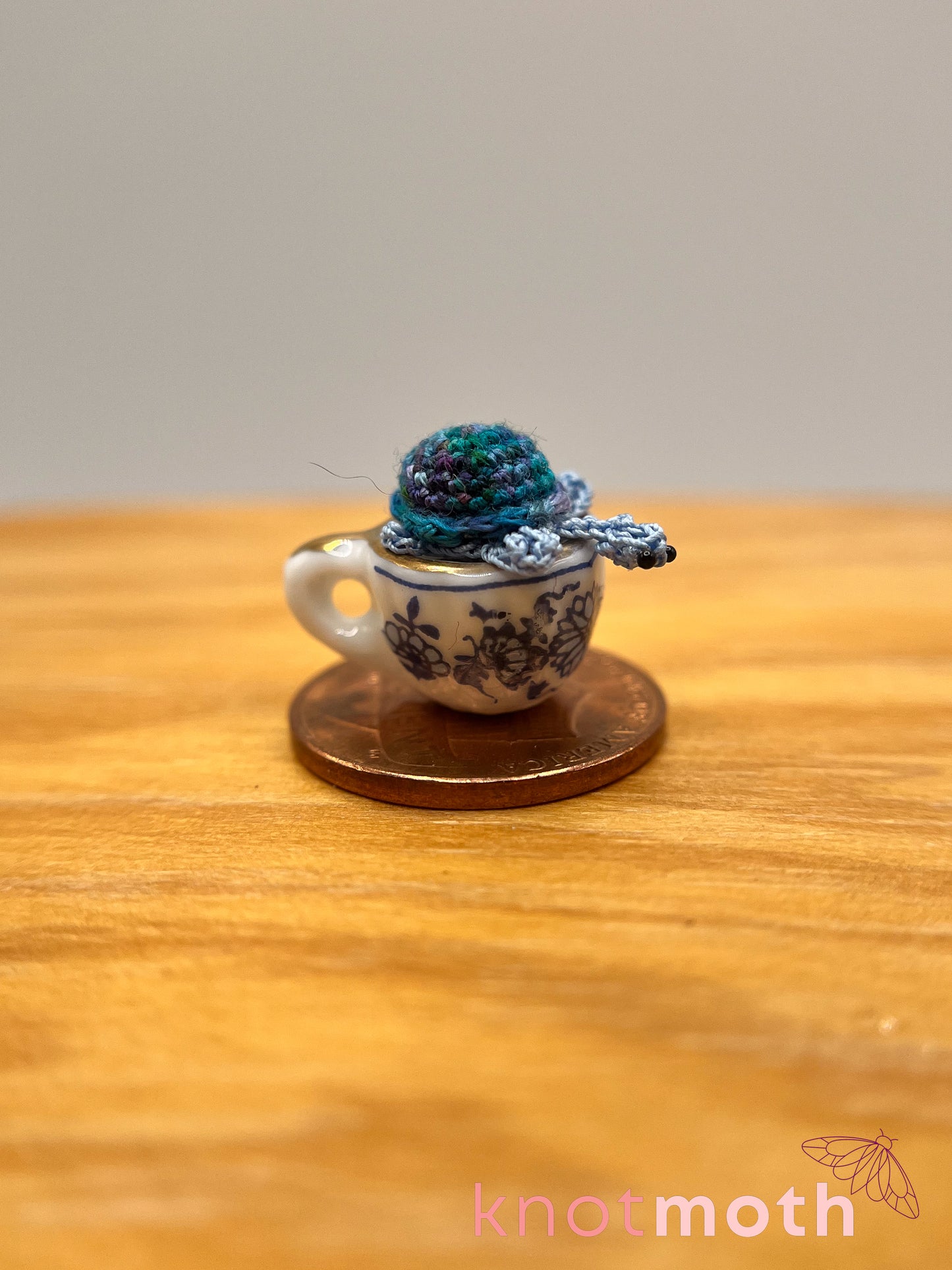 thorn turtle micro crochet teacup trinket
