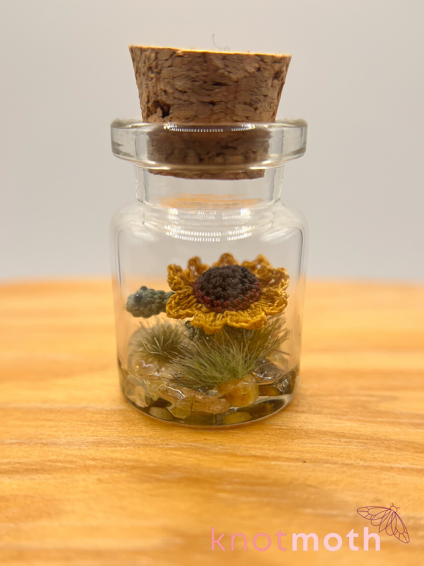 sienna sunflower turtle micro crochet jar