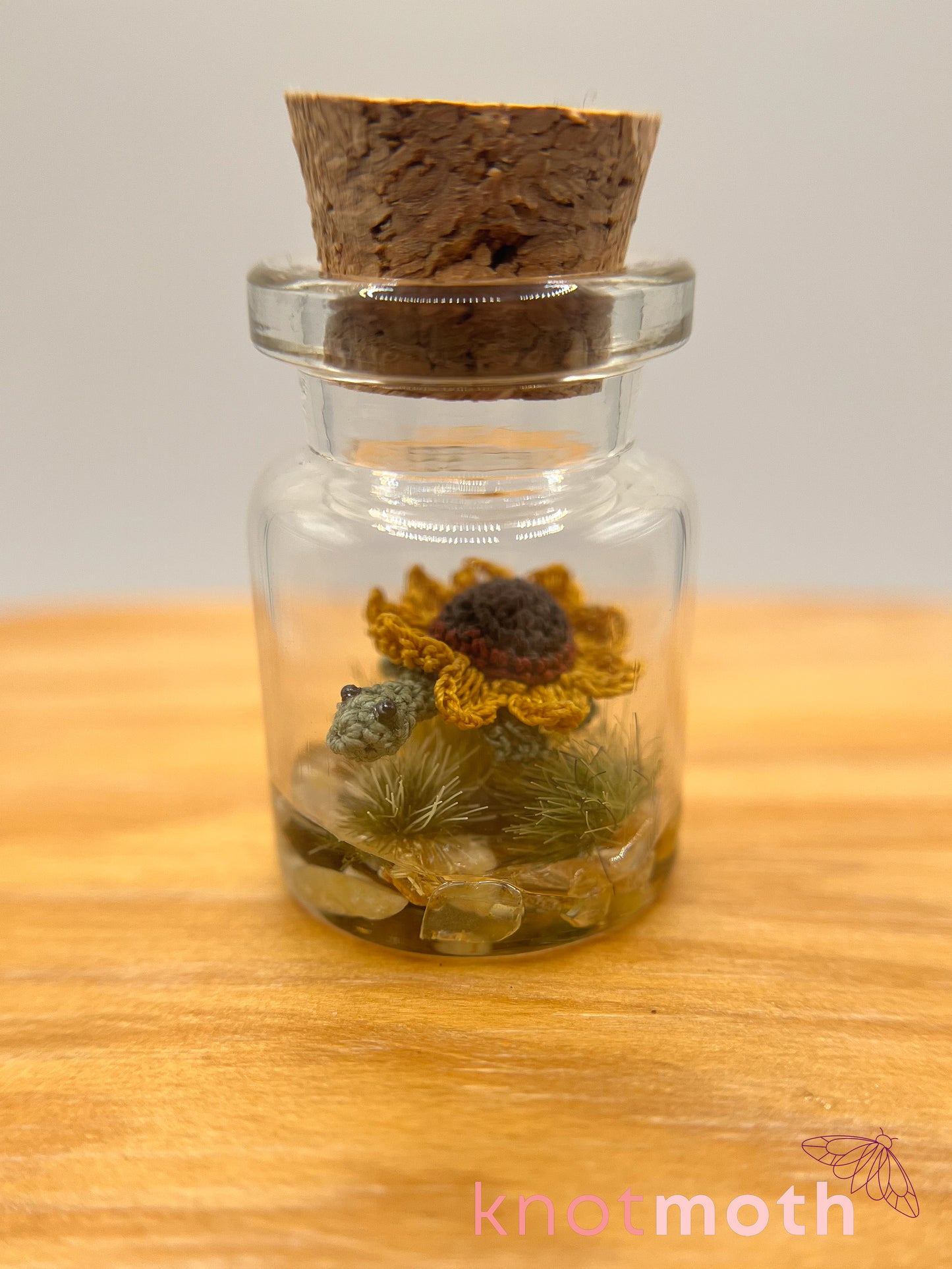 sienna sunflower turtle micro crochet jar
