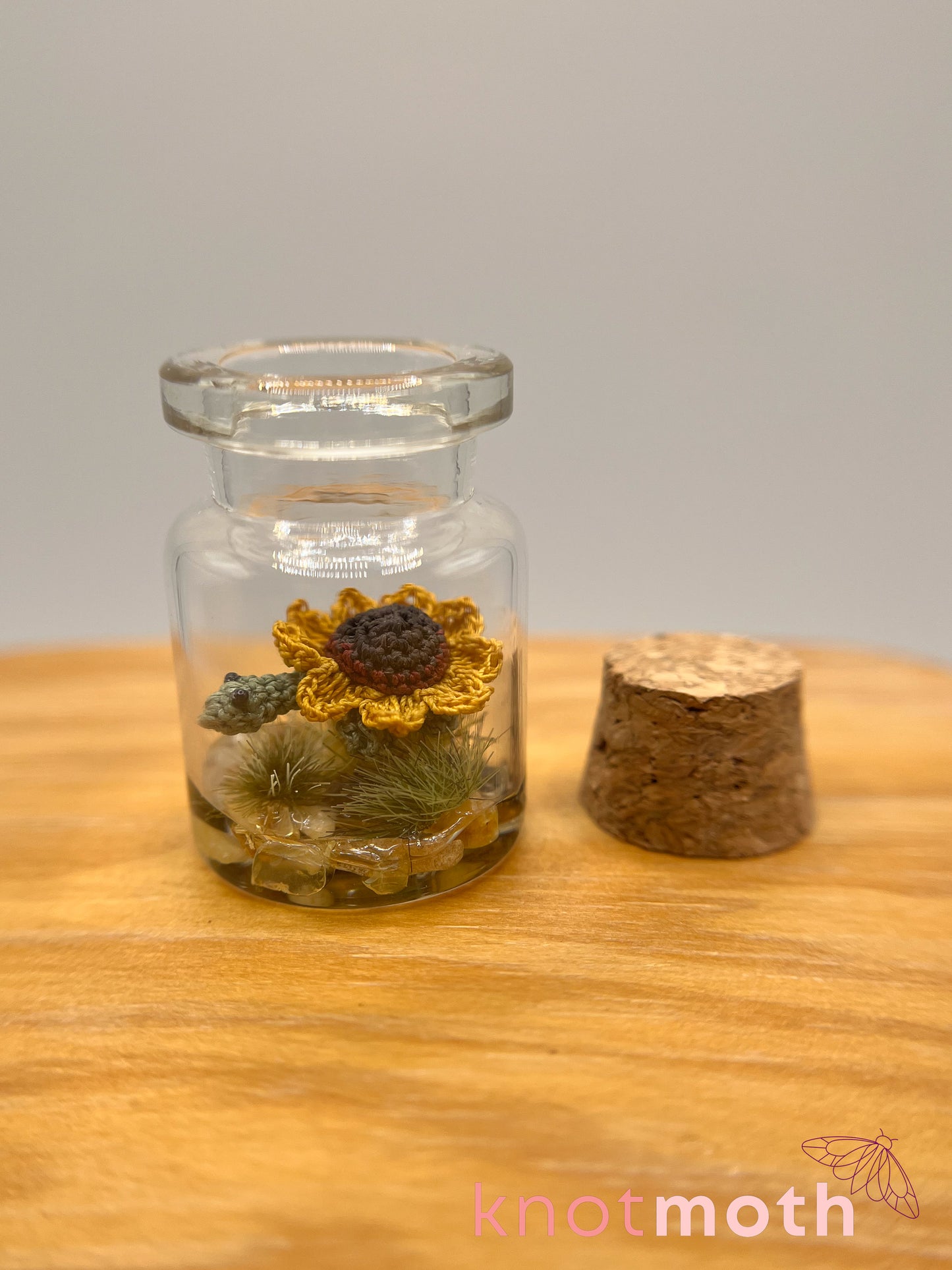 sienna sunflower turtle micro crochet jar