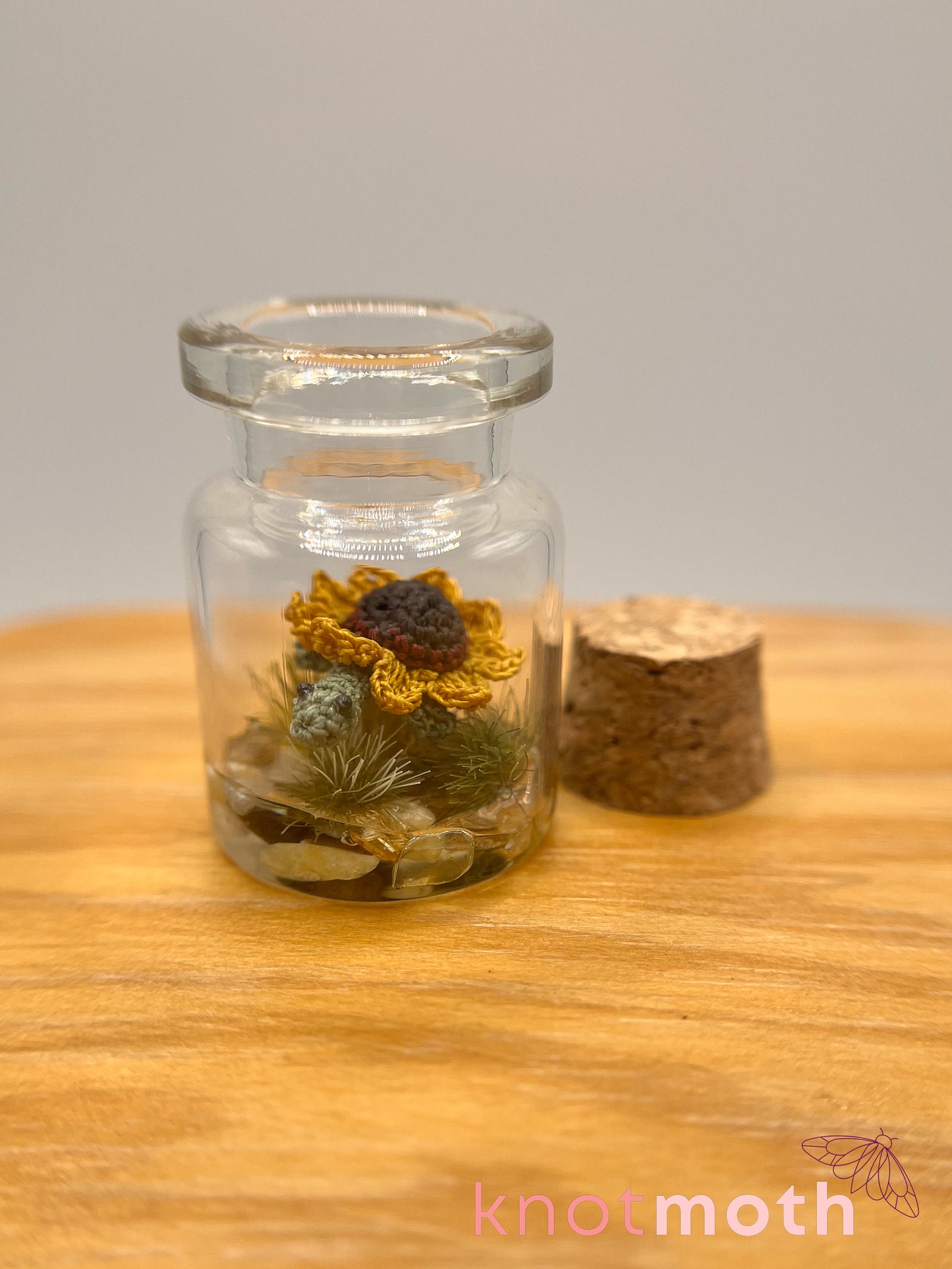 sienna sunflower turtle micro crochet jar