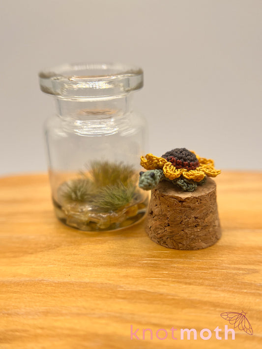 sienna sunflower turtle micro crochet jar