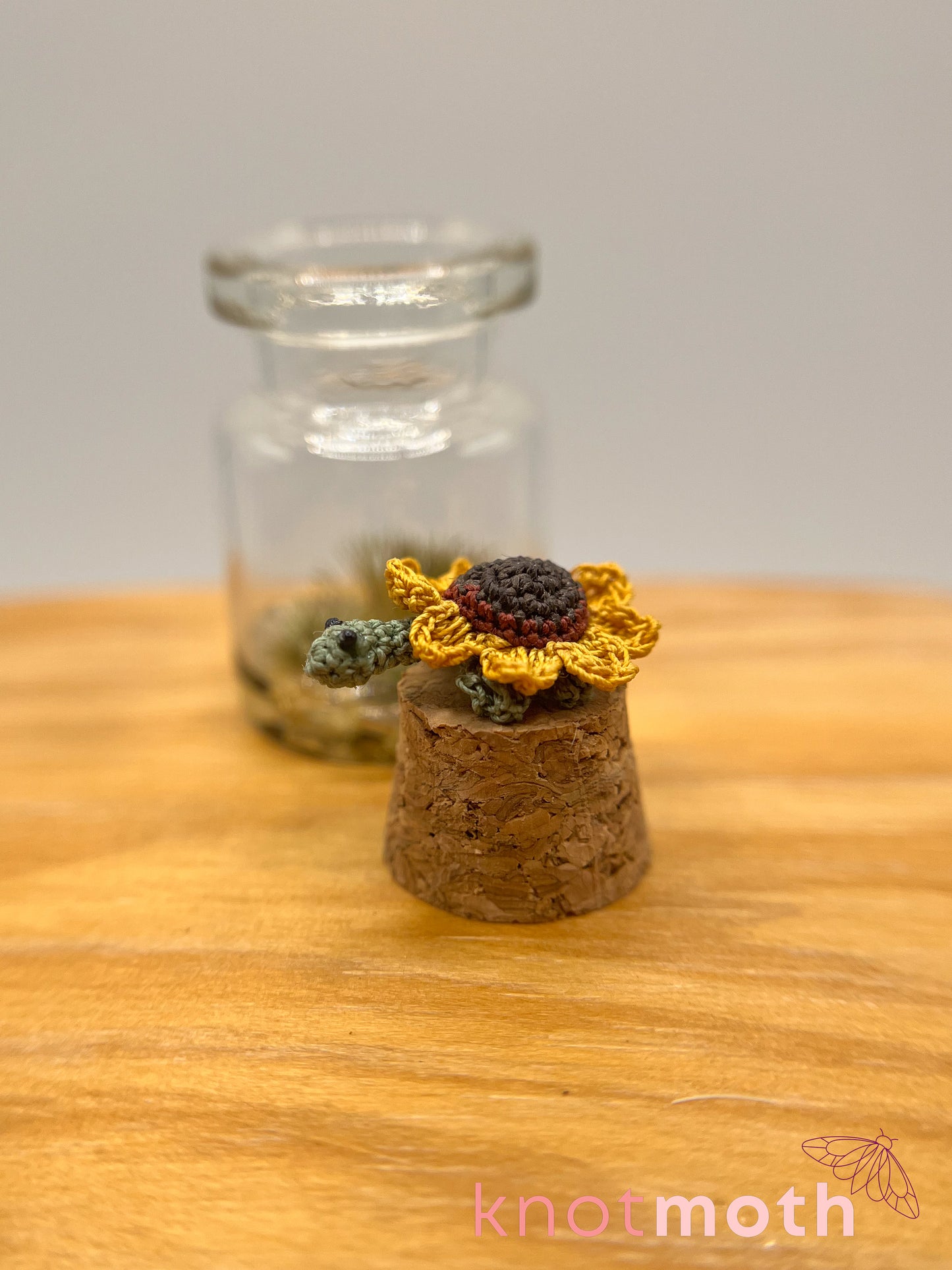sienna sunflower turtle micro crochet jar