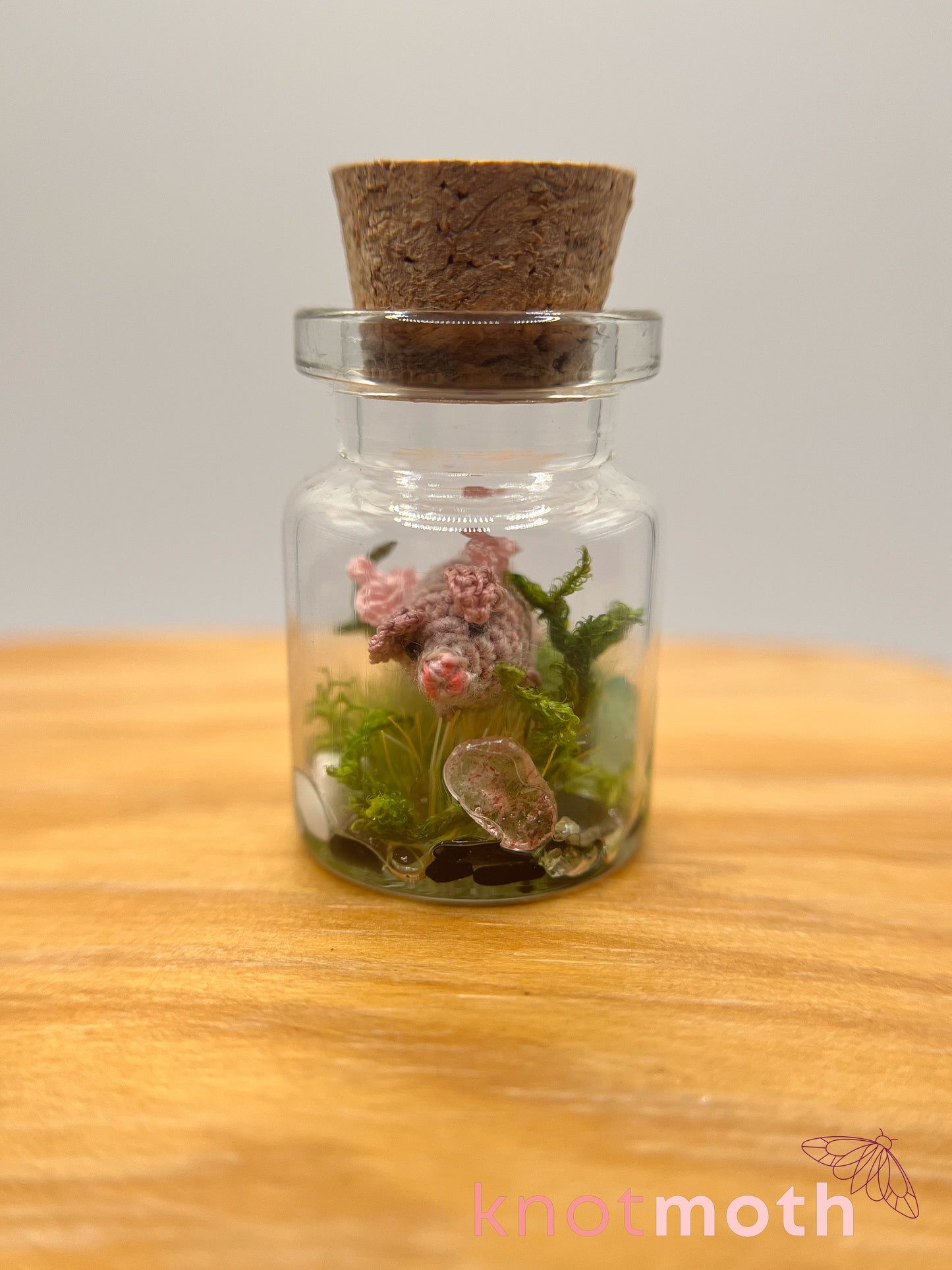 patrick flying pig micro crochet jar