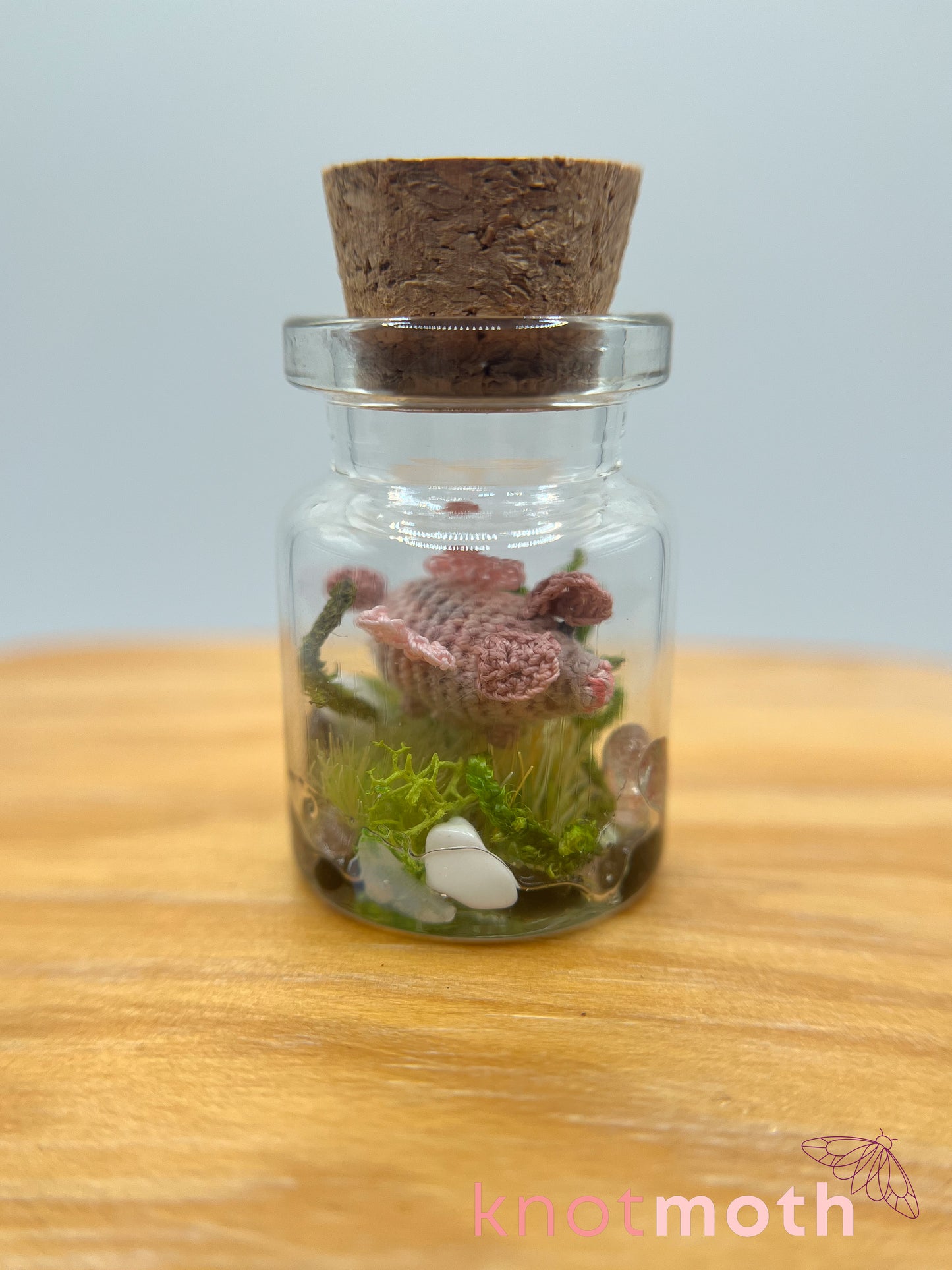 patrick flying pig micro crochet jar