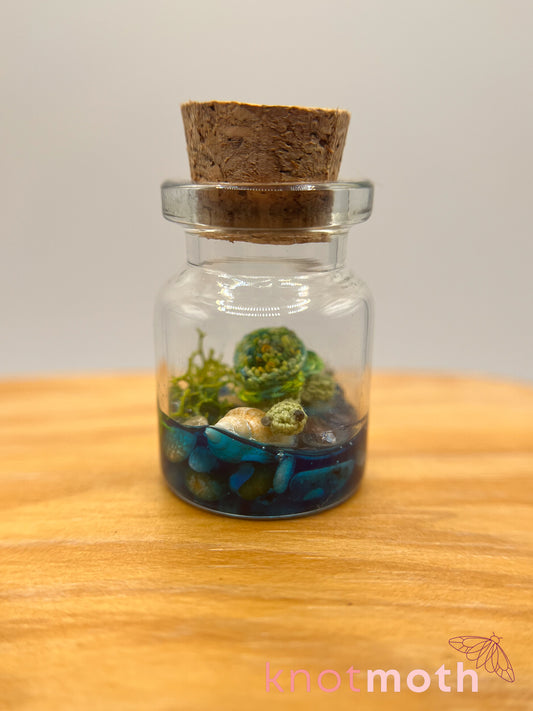 sweeney sea turtle micro crochet aquarium jar