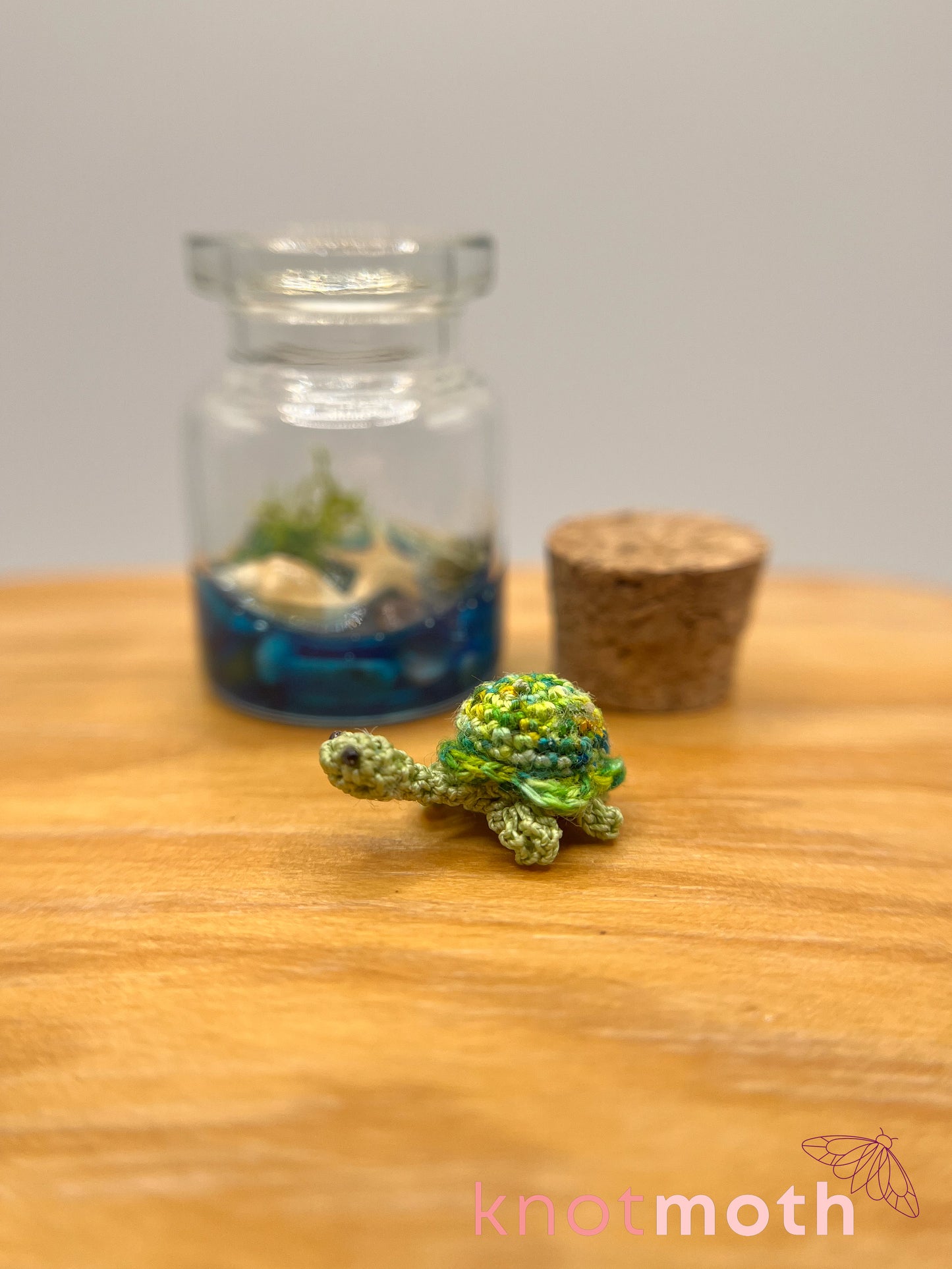 sweeney sea turtle micro crochet aquarium jar