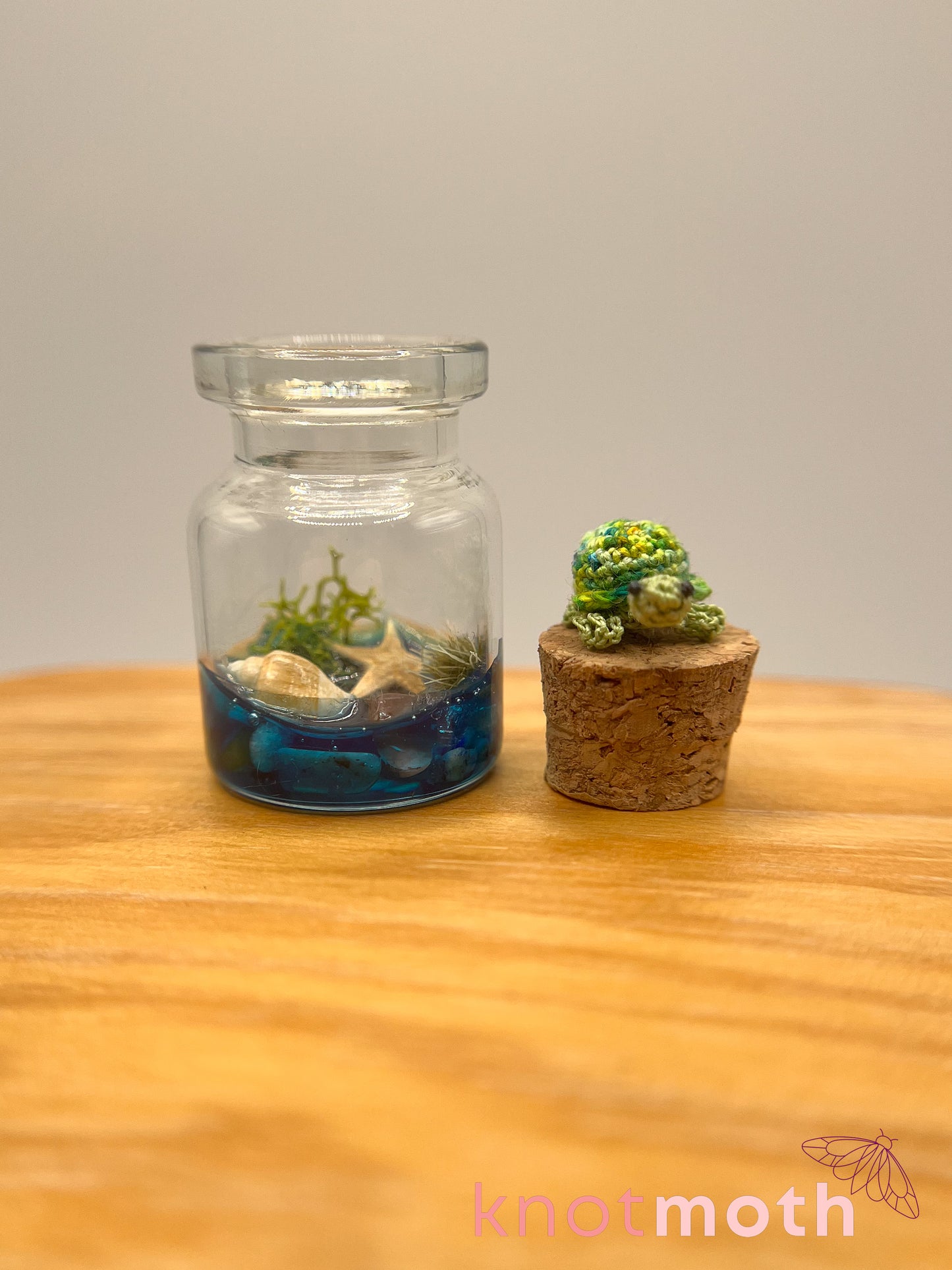 sweeney sea turtle micro crochet aquarium jar