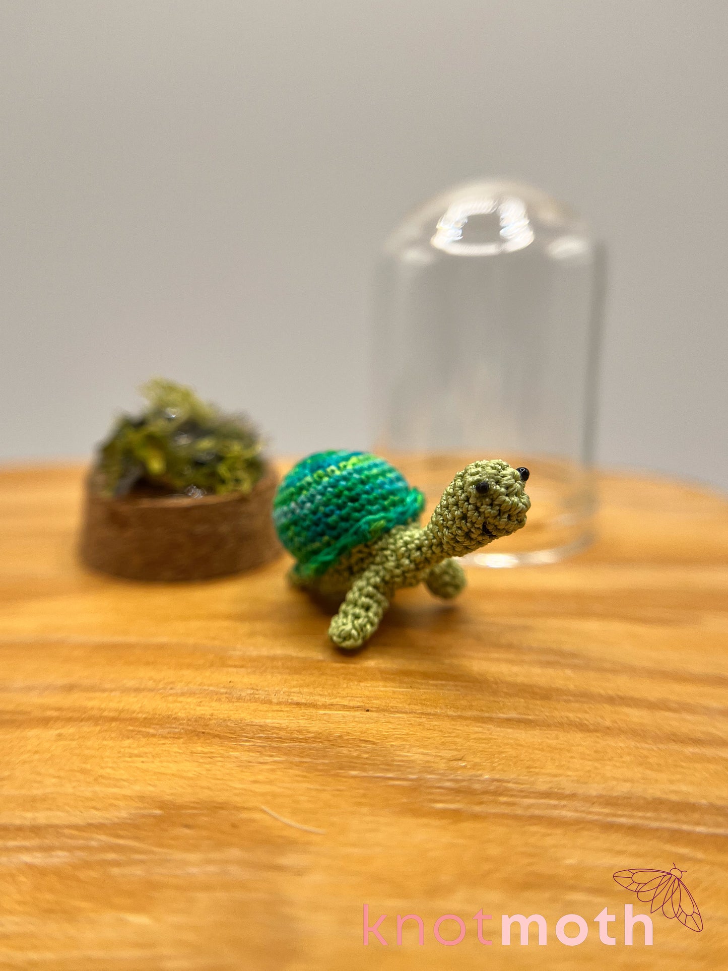 toshio turtle micro crochet cloche jar
