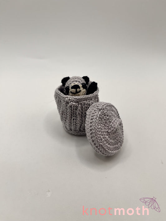 regan raccoon trash panda micro crochet trinket