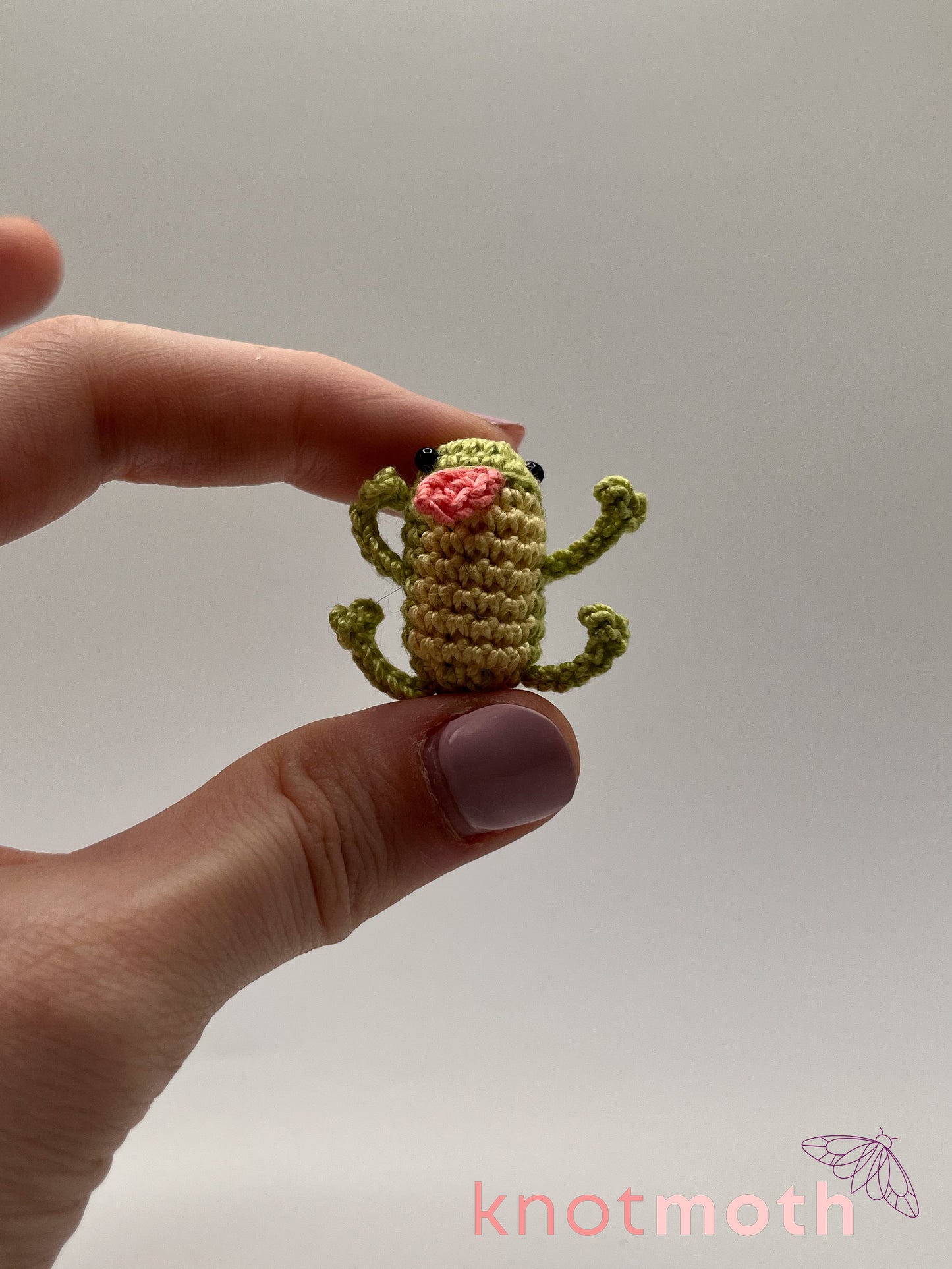 phillip frog on a log micro crochet jar
