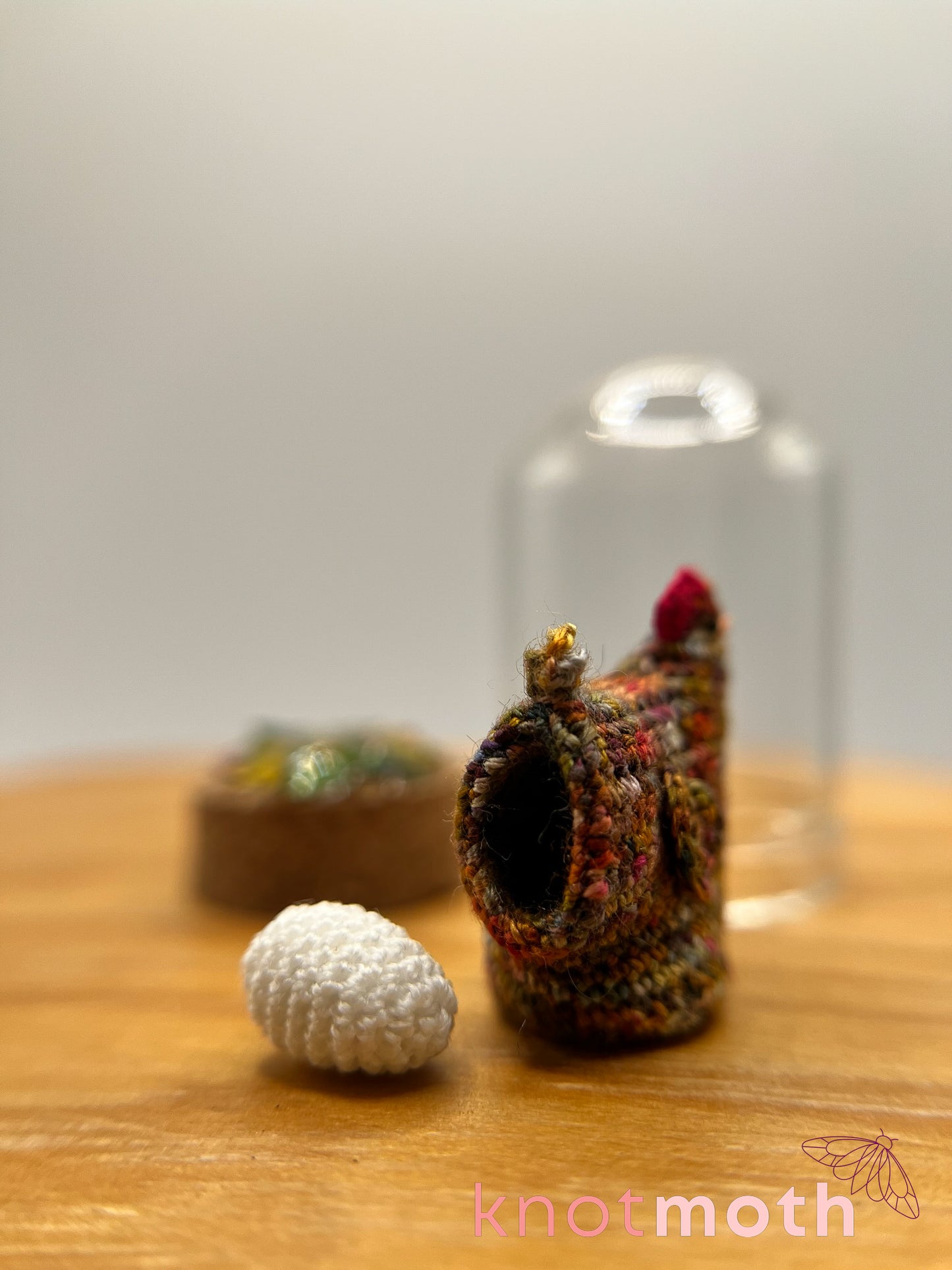 hattie hen & egg micro crochet cloche jar