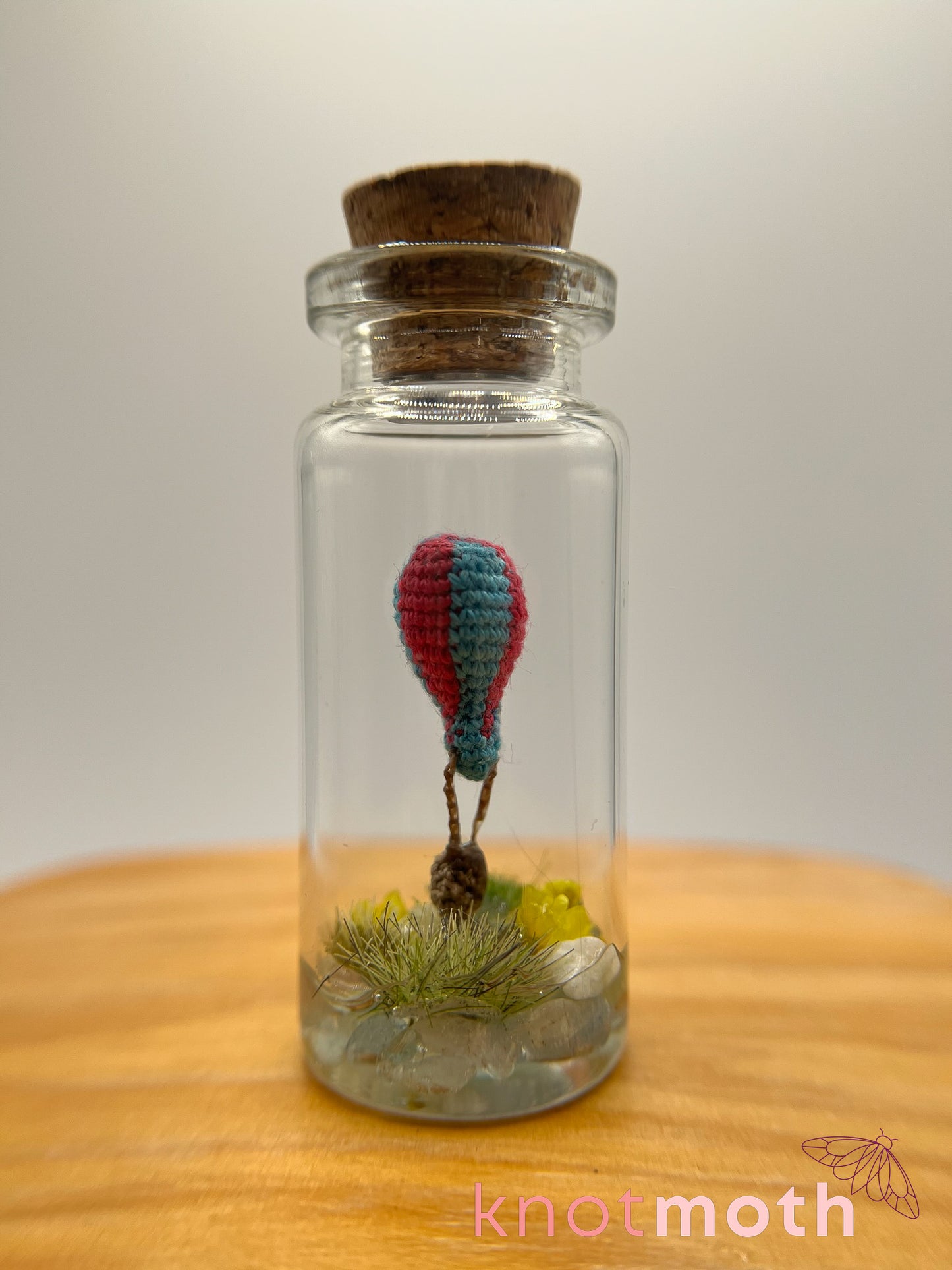 hot air balloon micro crochet jar