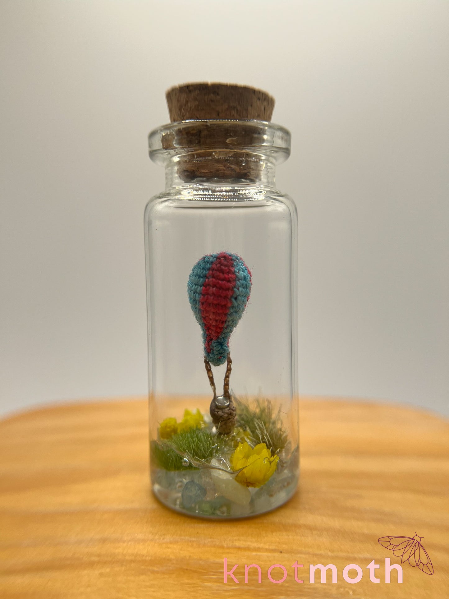 hot air balloon micro crochet jar