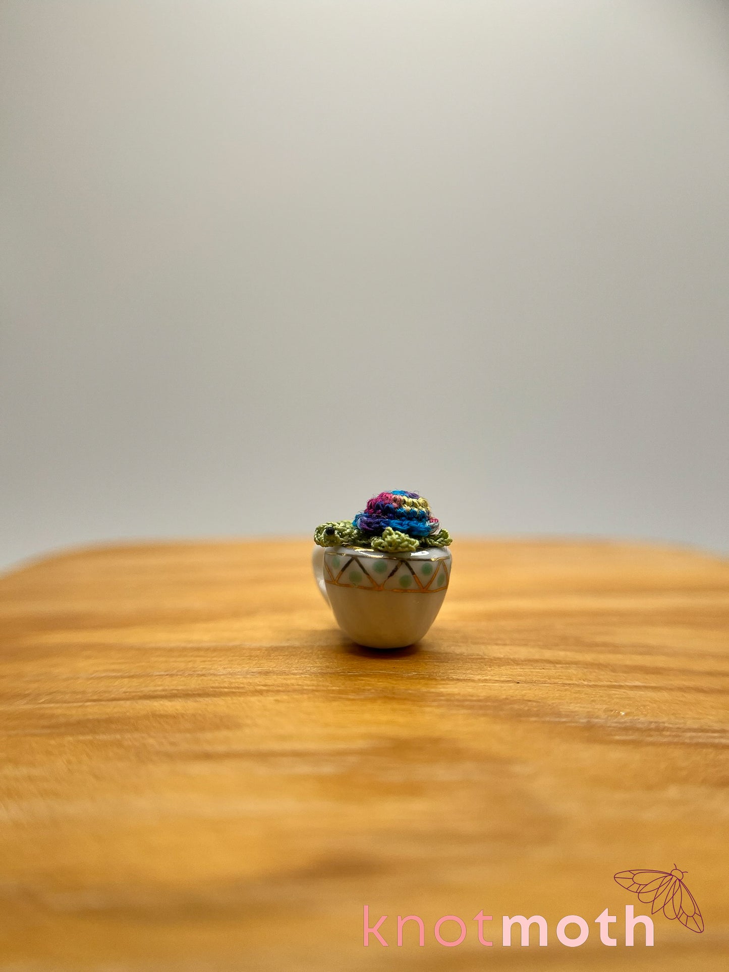 tula turtle micro crochet teacup trinket