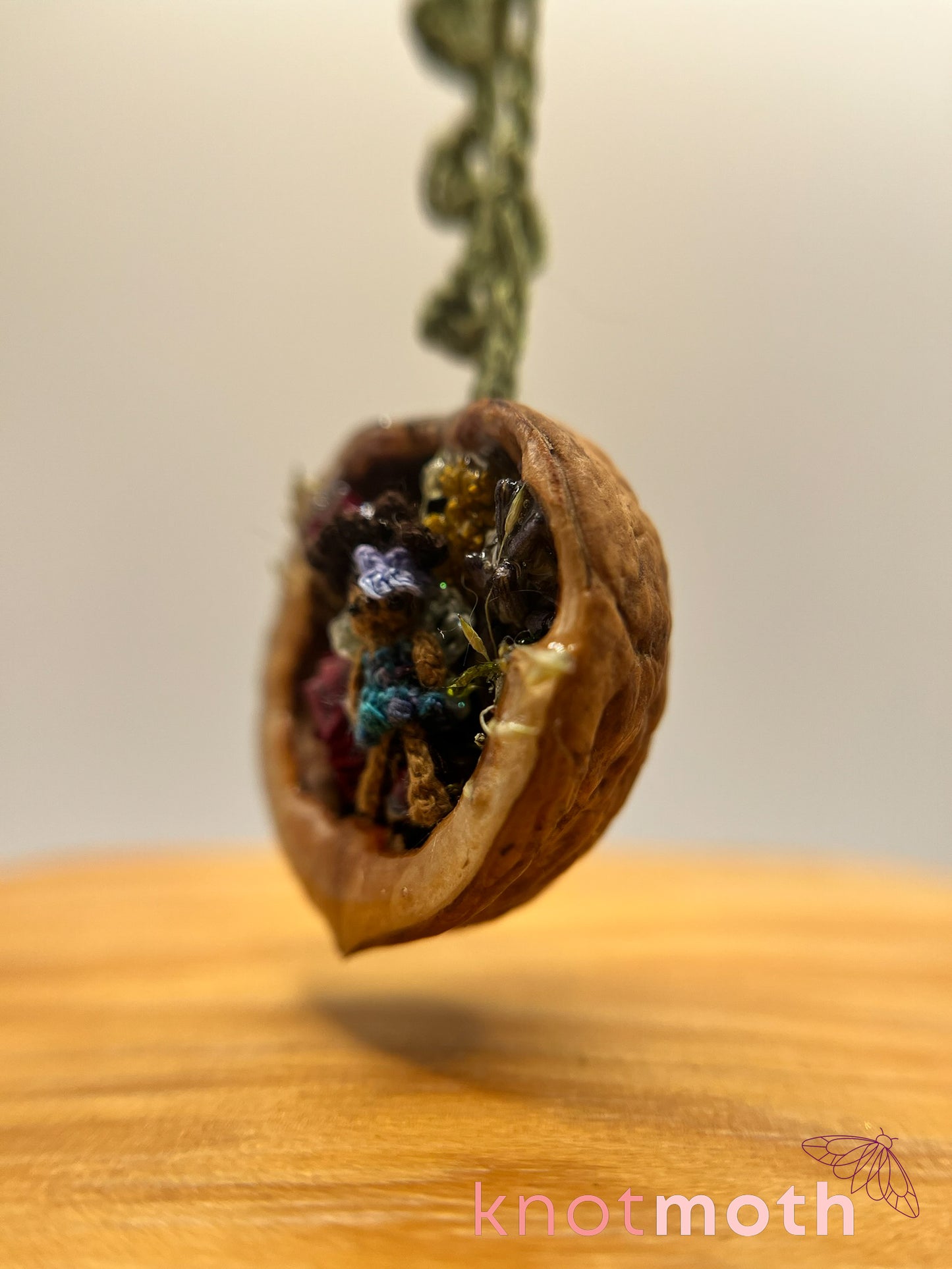 fayetta fairy walnut micro crochet ornament
