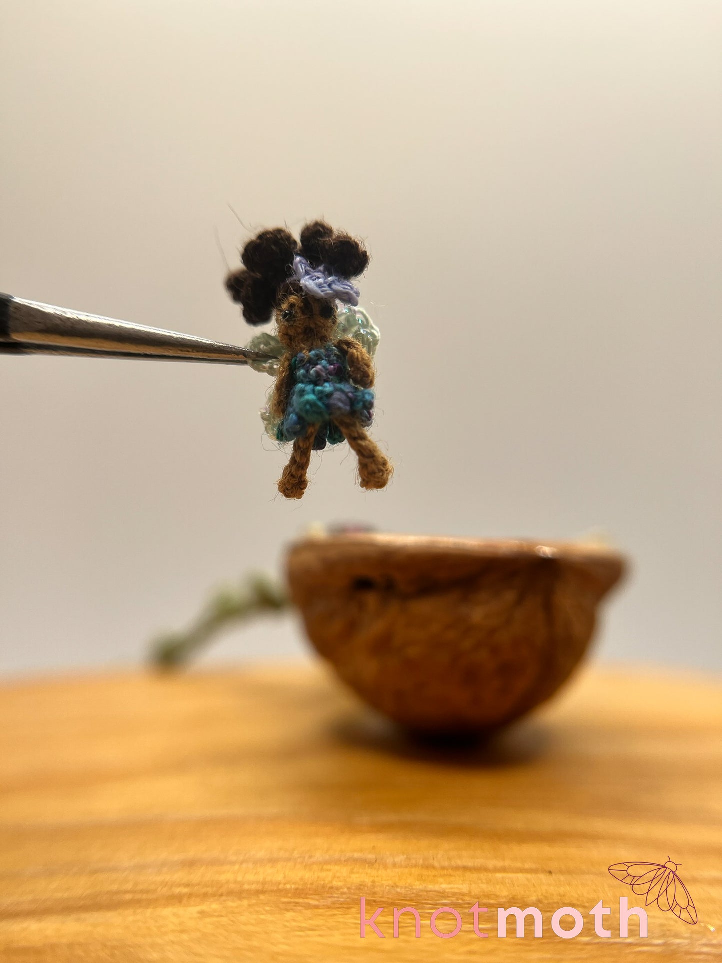 fayetta fairy walnut micro crochet ornament