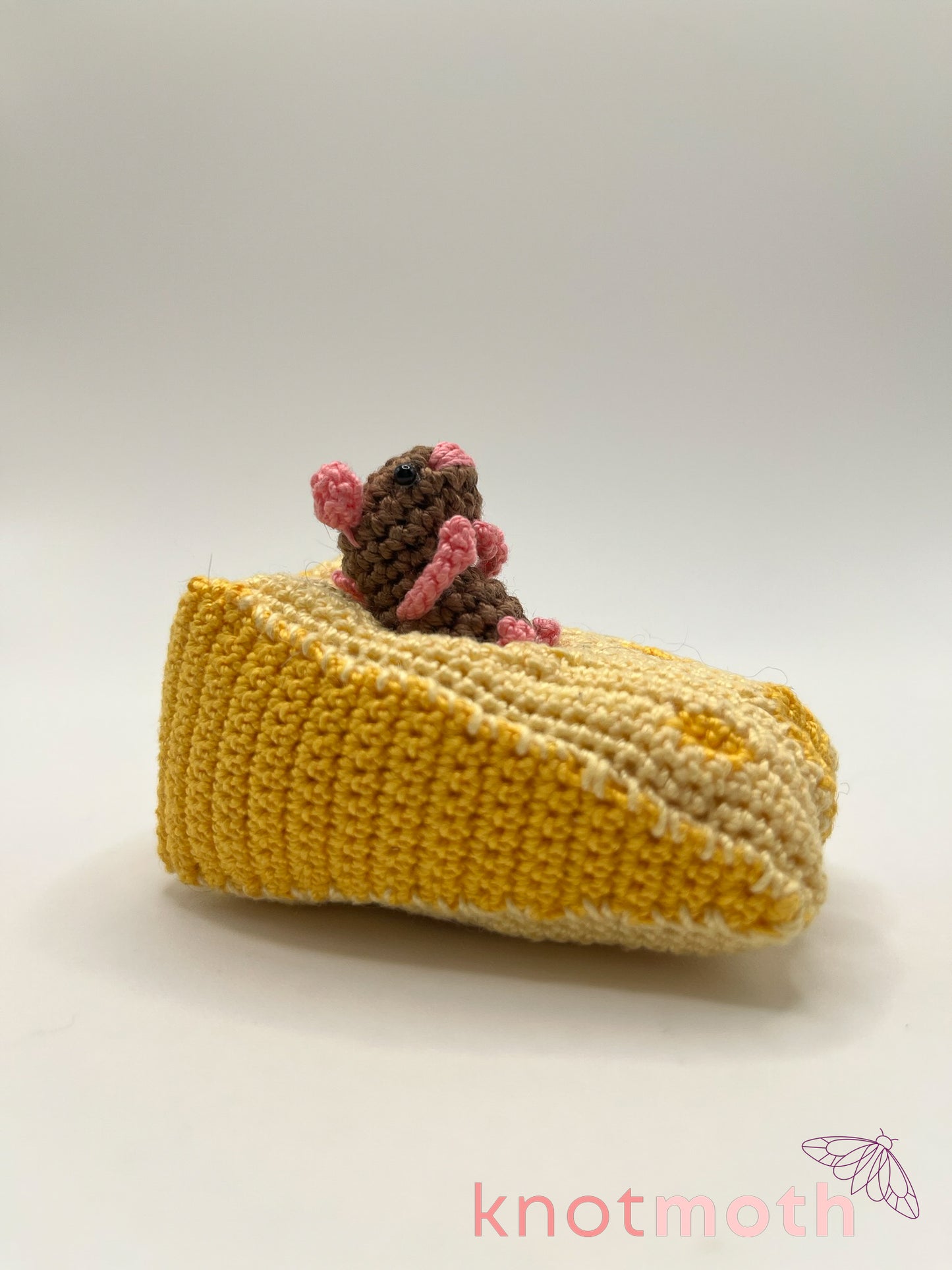 megan mouse & holey cheese micro crochet trinket
