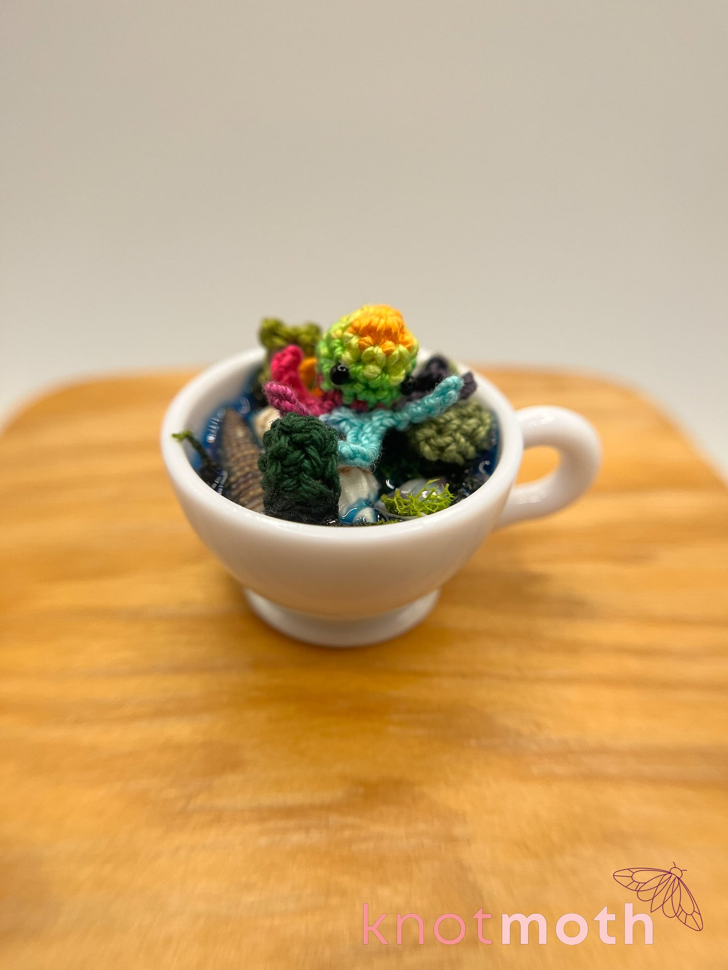 yarrow octopus micro crochet teacup trinket