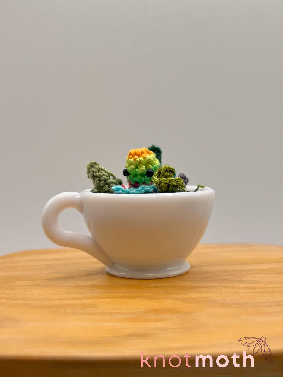 yarrow octopus micro crochet teacup trinket