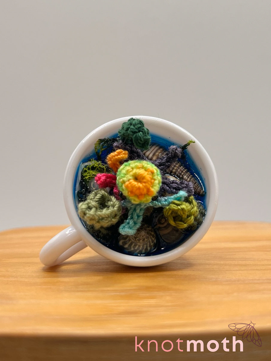 yarrow octopus micro crochet teacup trinket