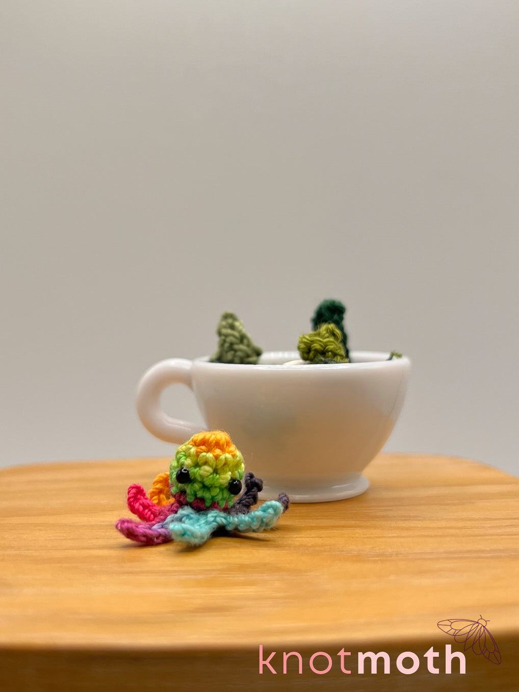 yarrow octopus micro crochet teacup trinket