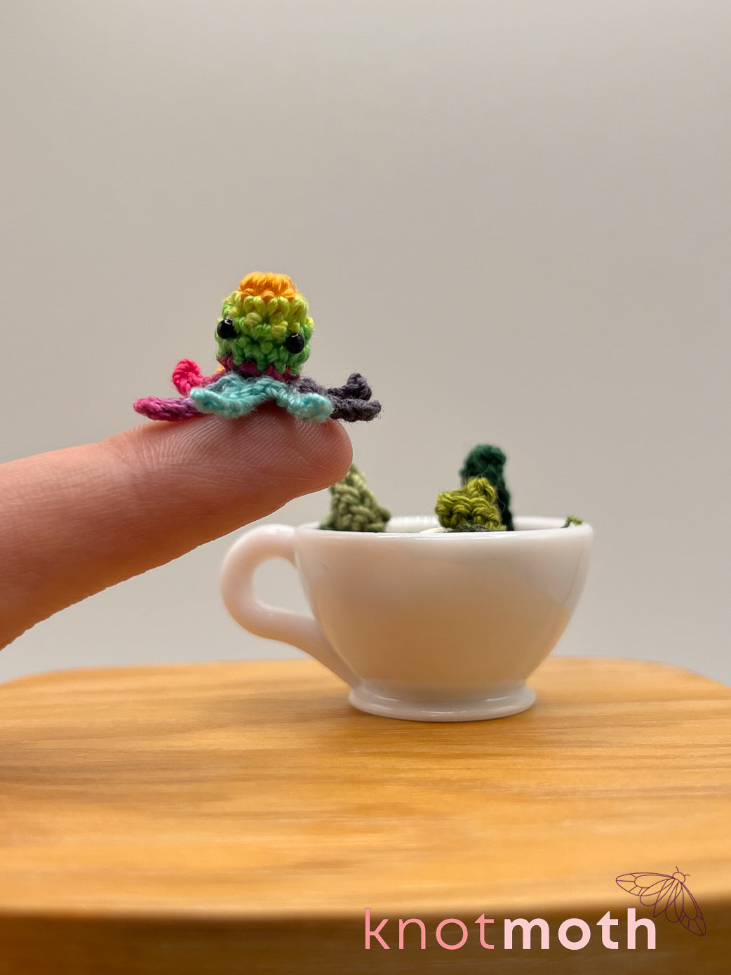 yarrow octopus micro crochet teacup trinket