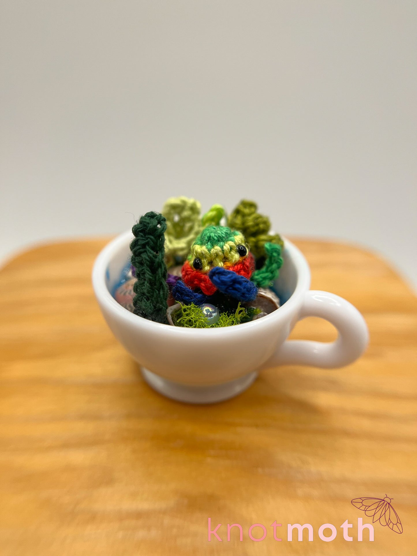 goji jellyfish micro crochet teacup trinket
