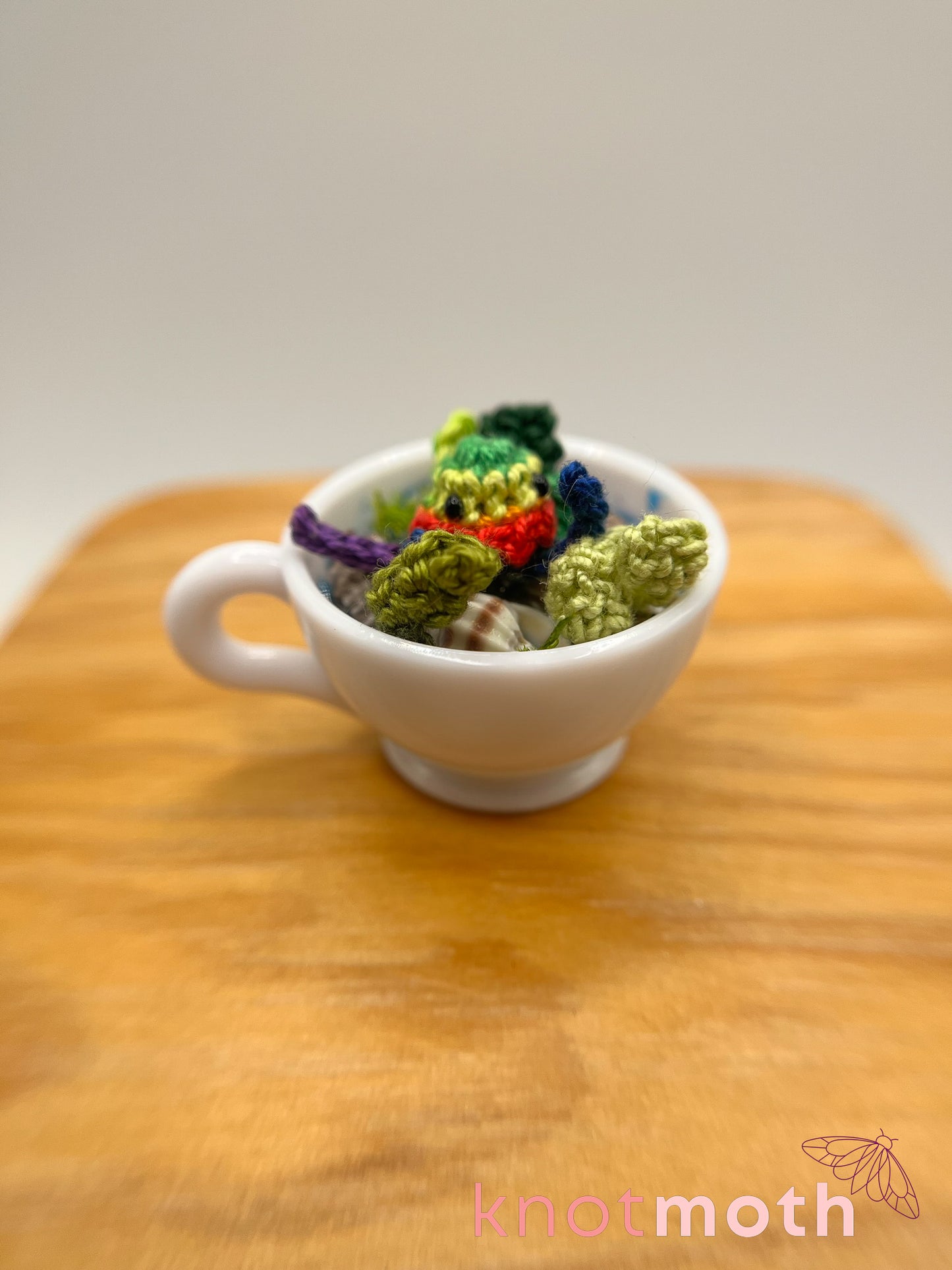 goji jellyfish micro crochet teacup trinket